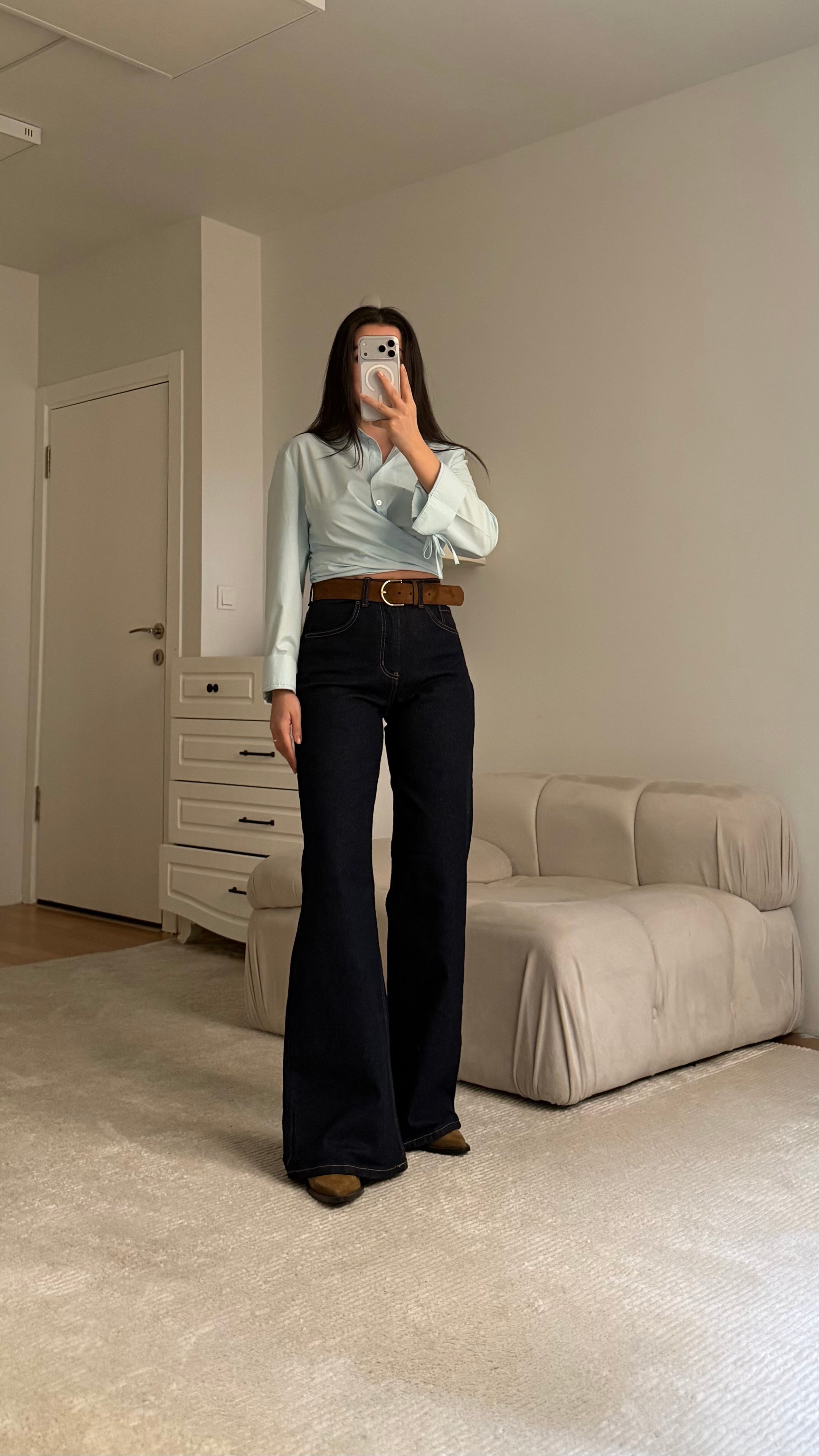 Mad Koyu Lacivert Wide Leg Jean 