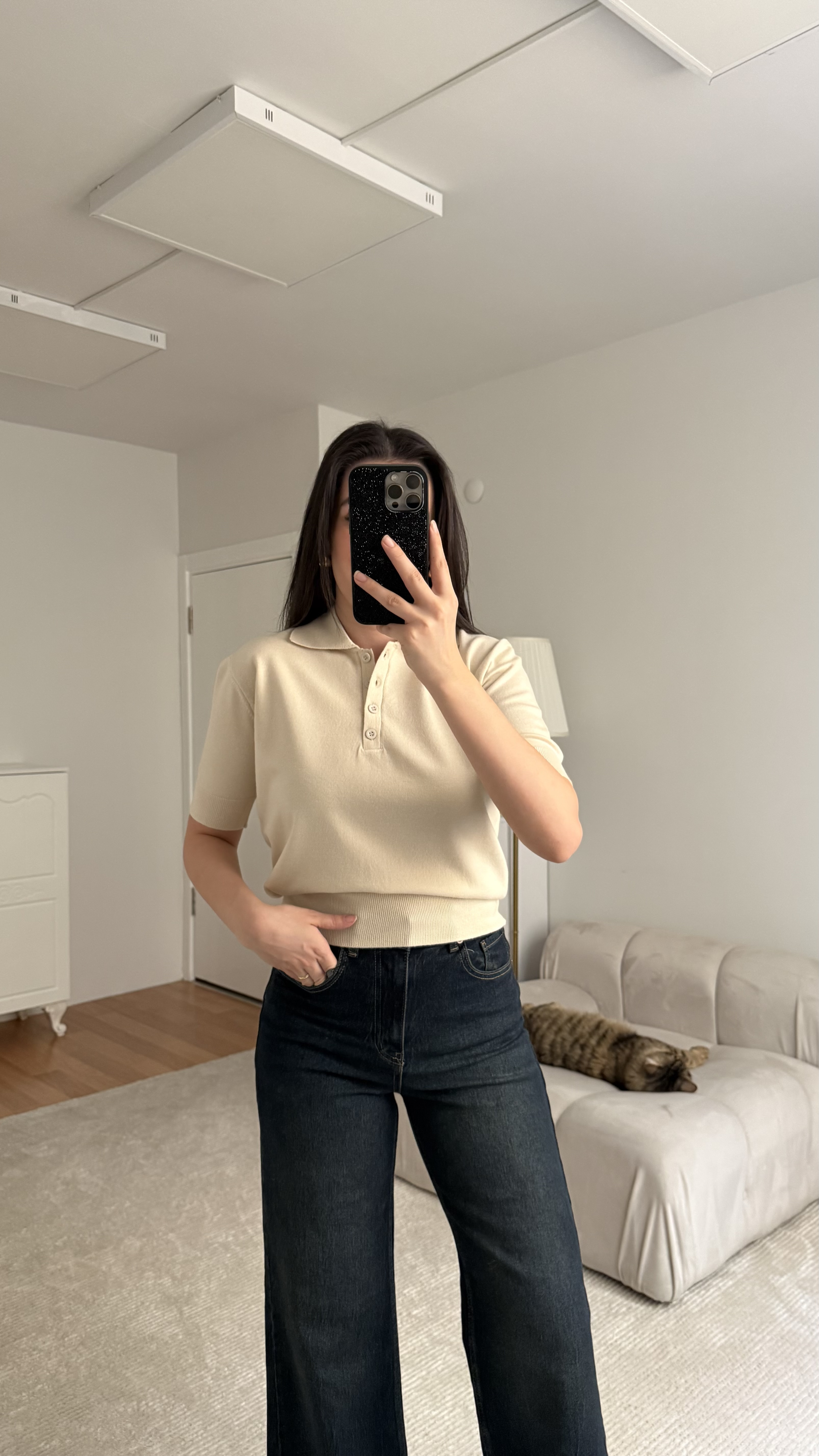 Mad Krem Polo Yaka Düğmeli Kısa Kol Triko