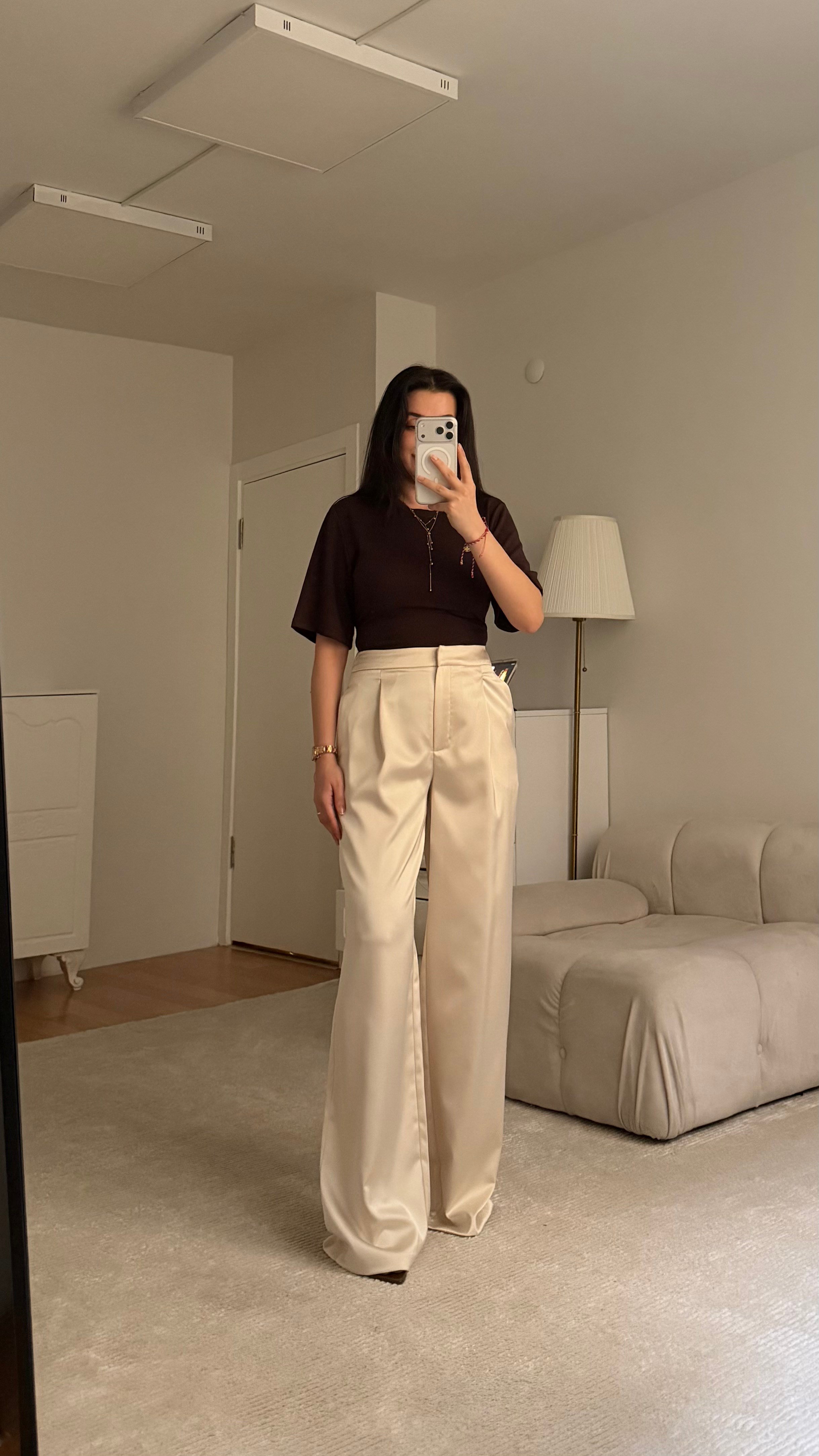 Mad Krem Saten Premium Pantolon