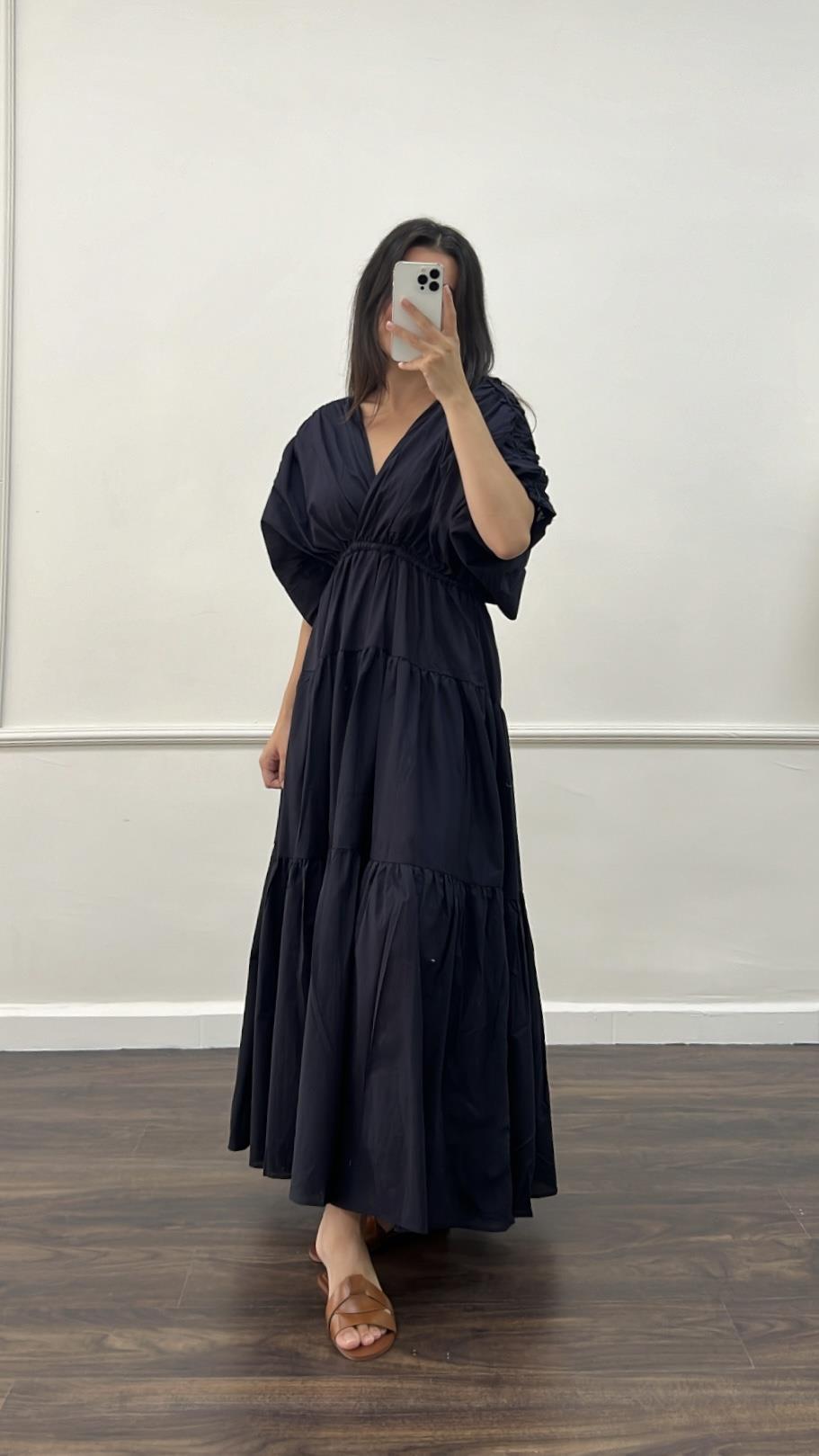 Mad Laci Keten V Yaka Elbise