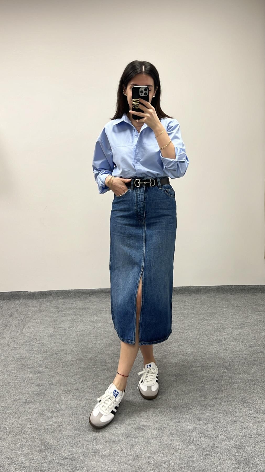 MAD LACİ MİDİ DENİM ETEK