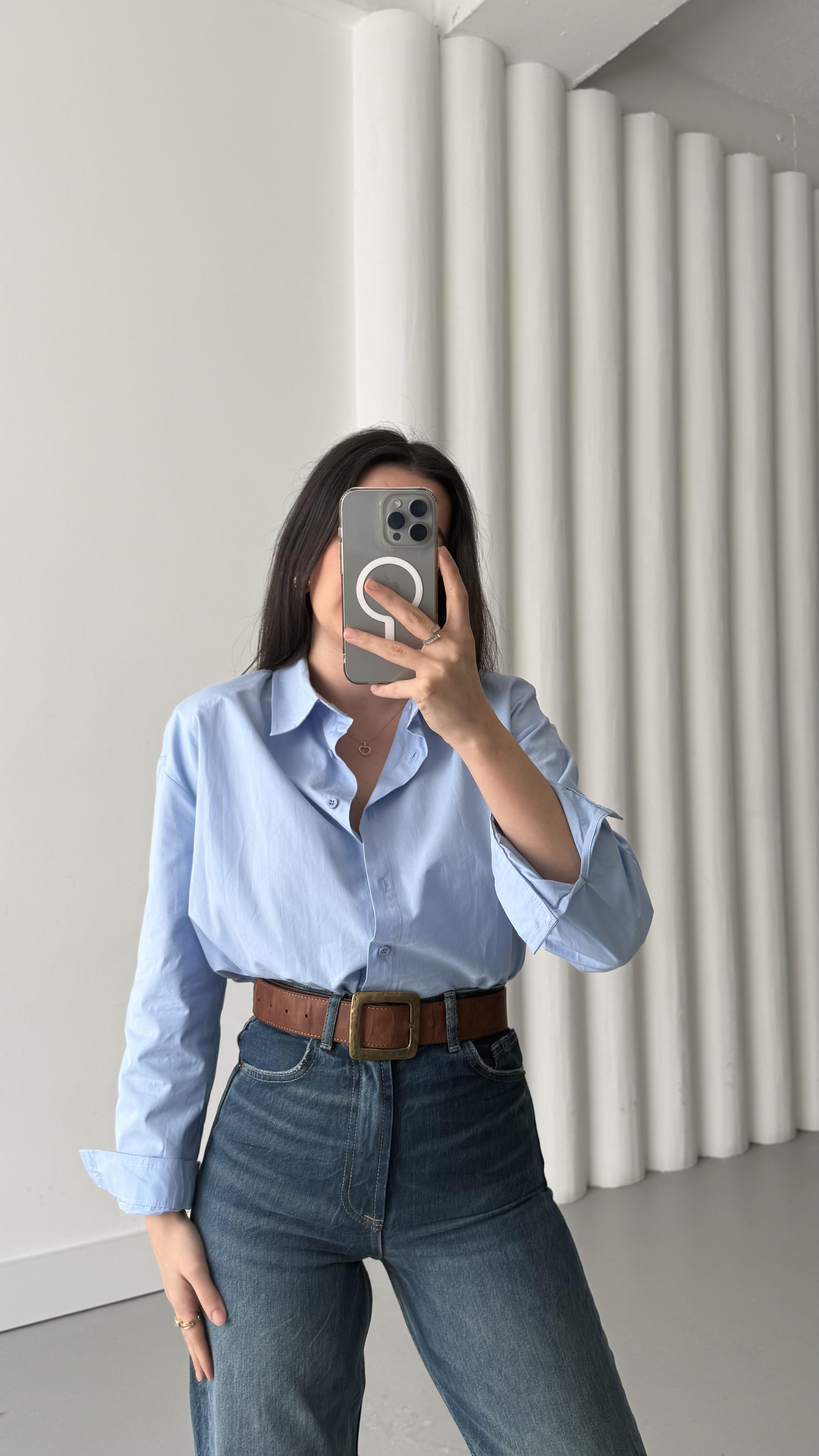 Mad Mavi Vatkalı Poplin Gömlek