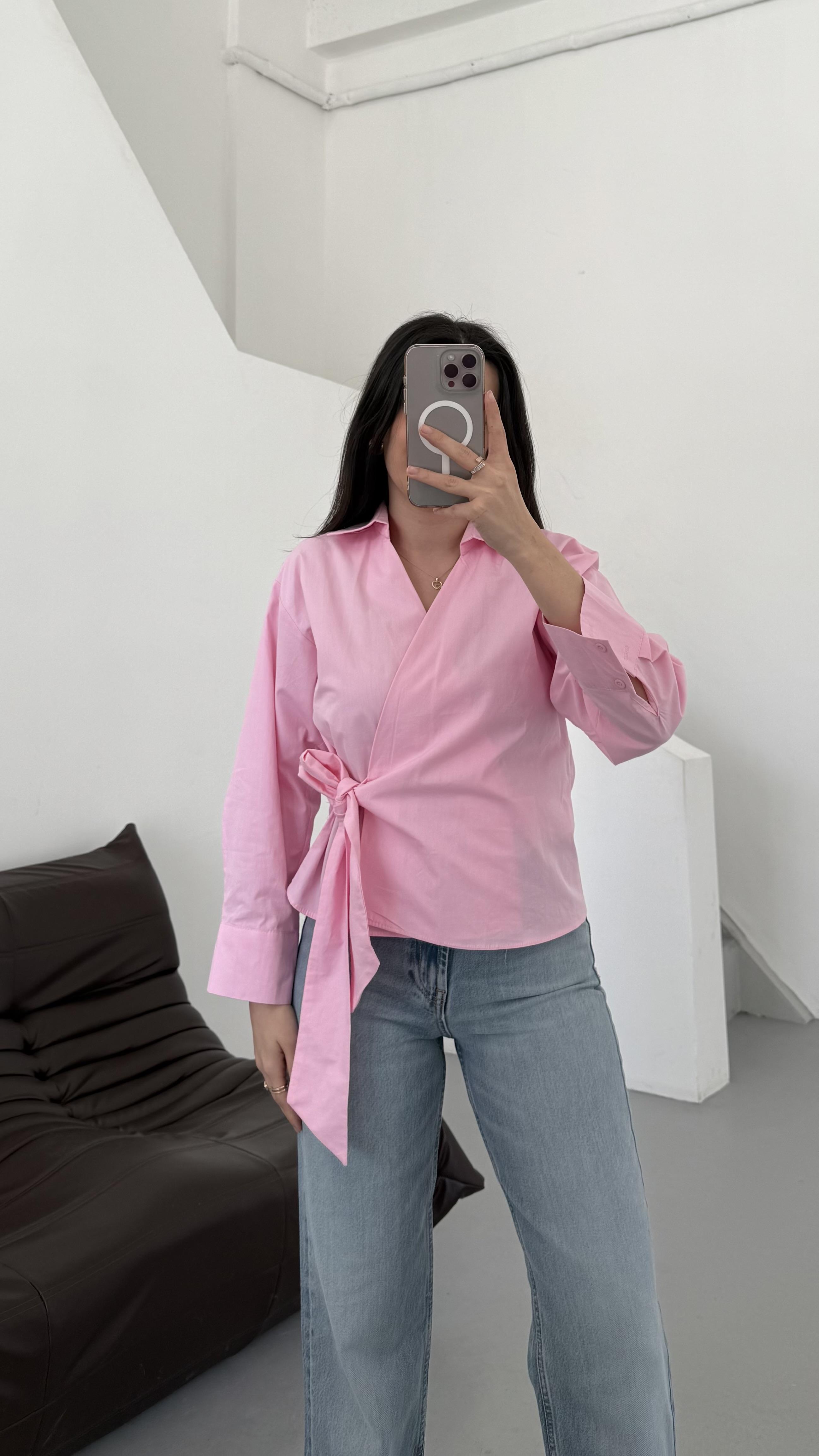 Mad Pembe Bağlama Detaylı Gömlek