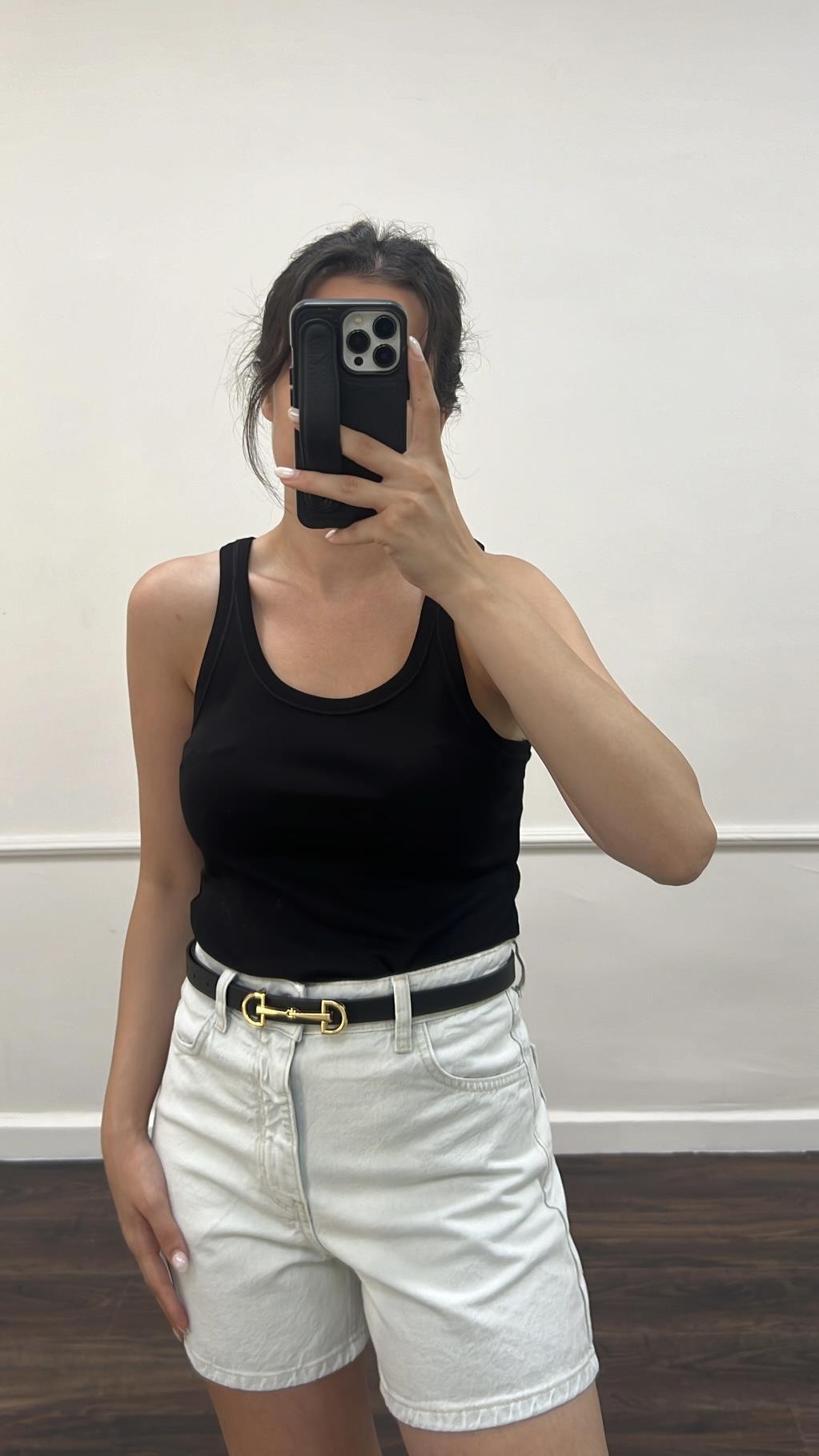 Mad Siyah Pamuklu Atlet Top