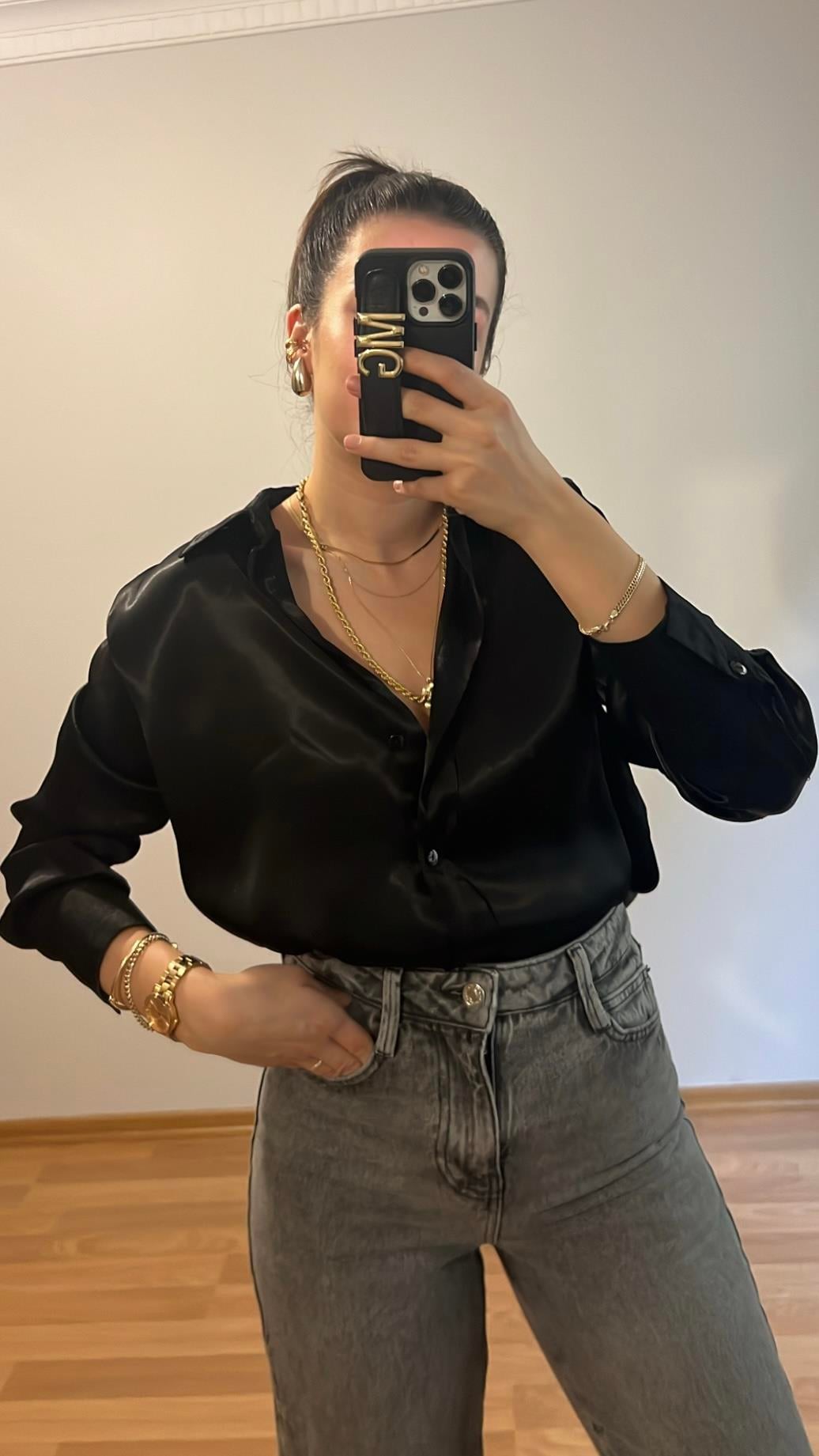 MAD SİYAH SATEN ETEK