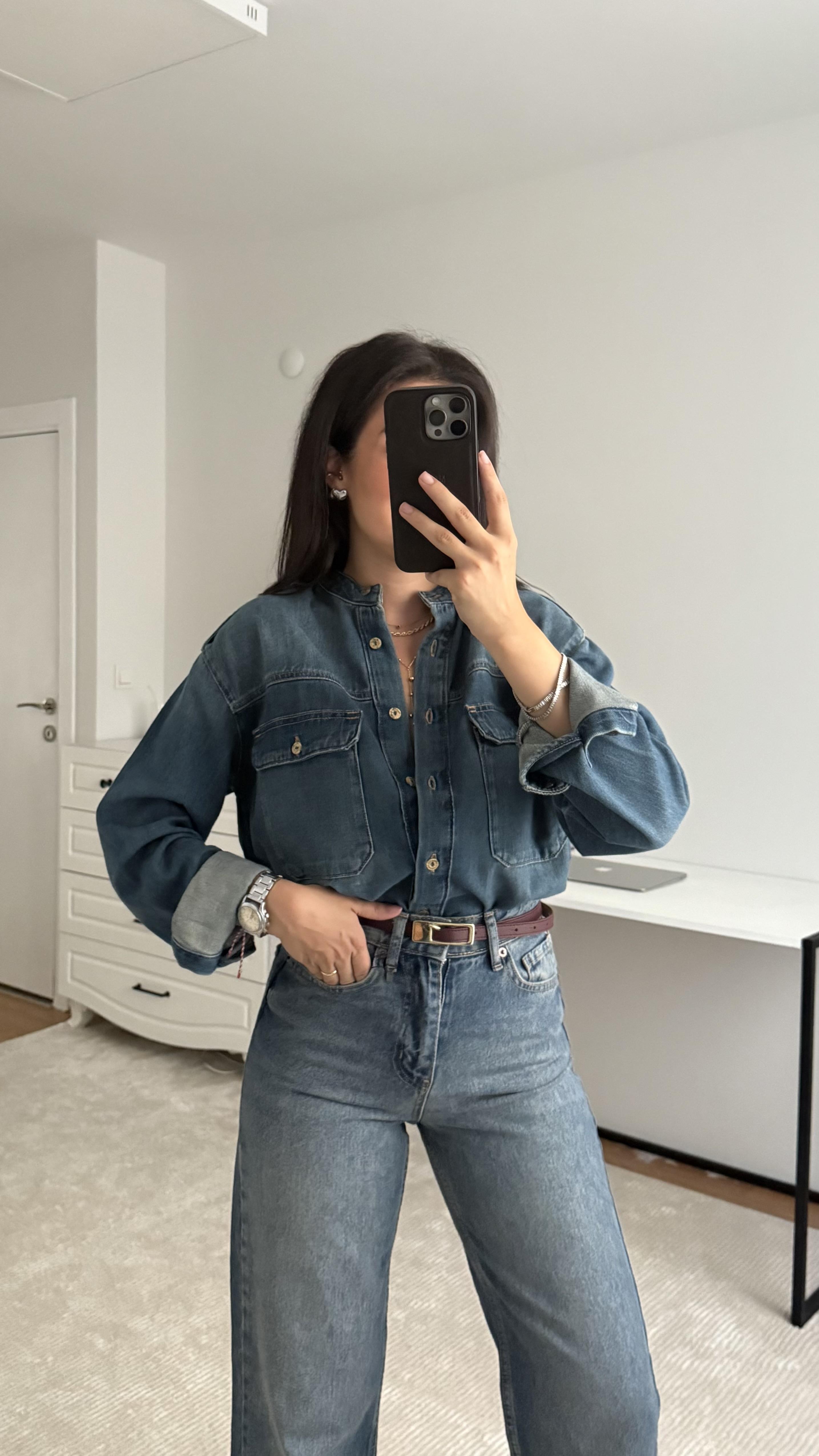 Mad Vintage Hakim Yaka Denim Gömlek