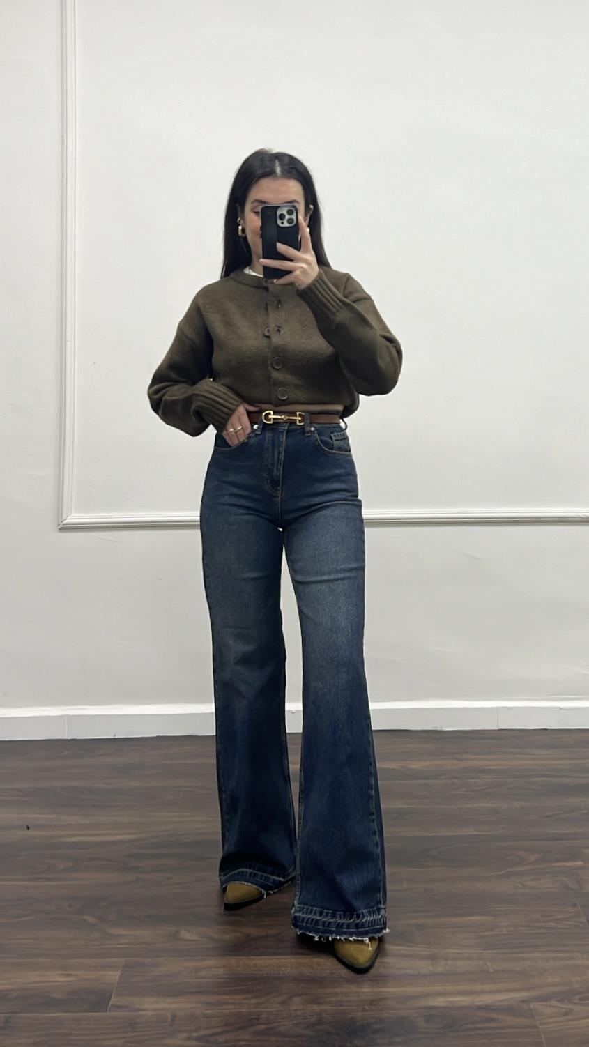 Mad Vintage Paça Detay Wide Leg Jean