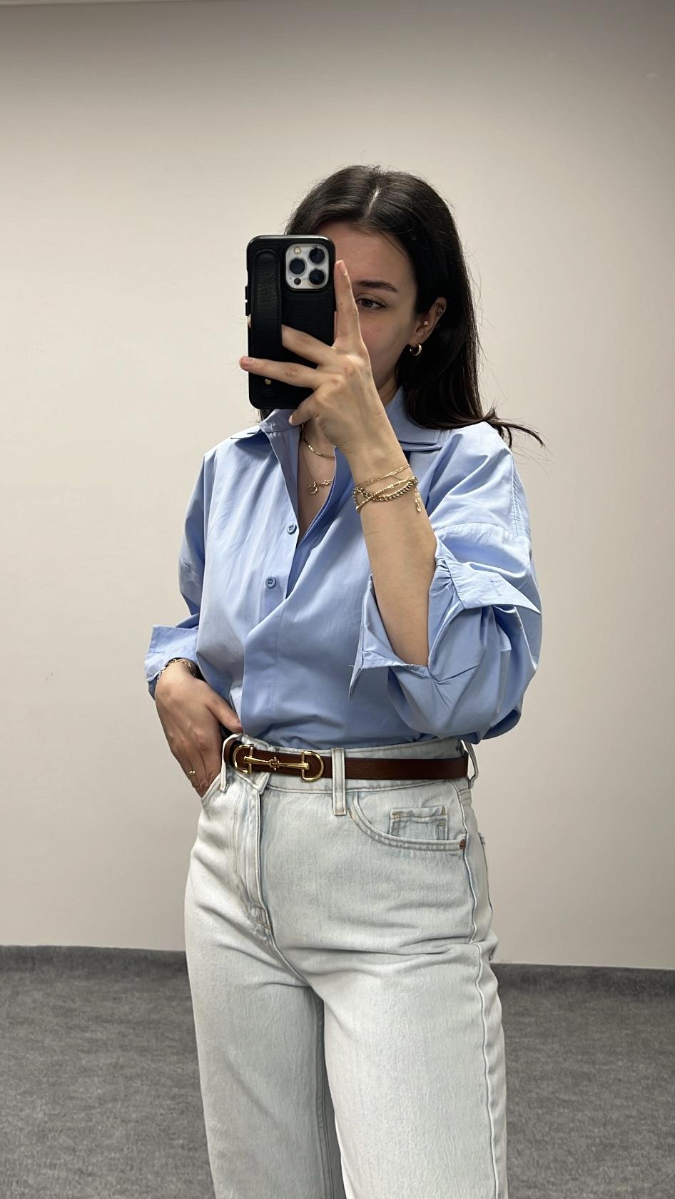 Mad Yaka Detay Mavi Gömlek