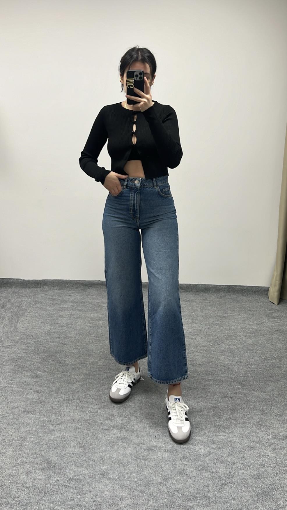 MAD YÜKSEK BEL GENİŞ PAÇA CROP JEAN