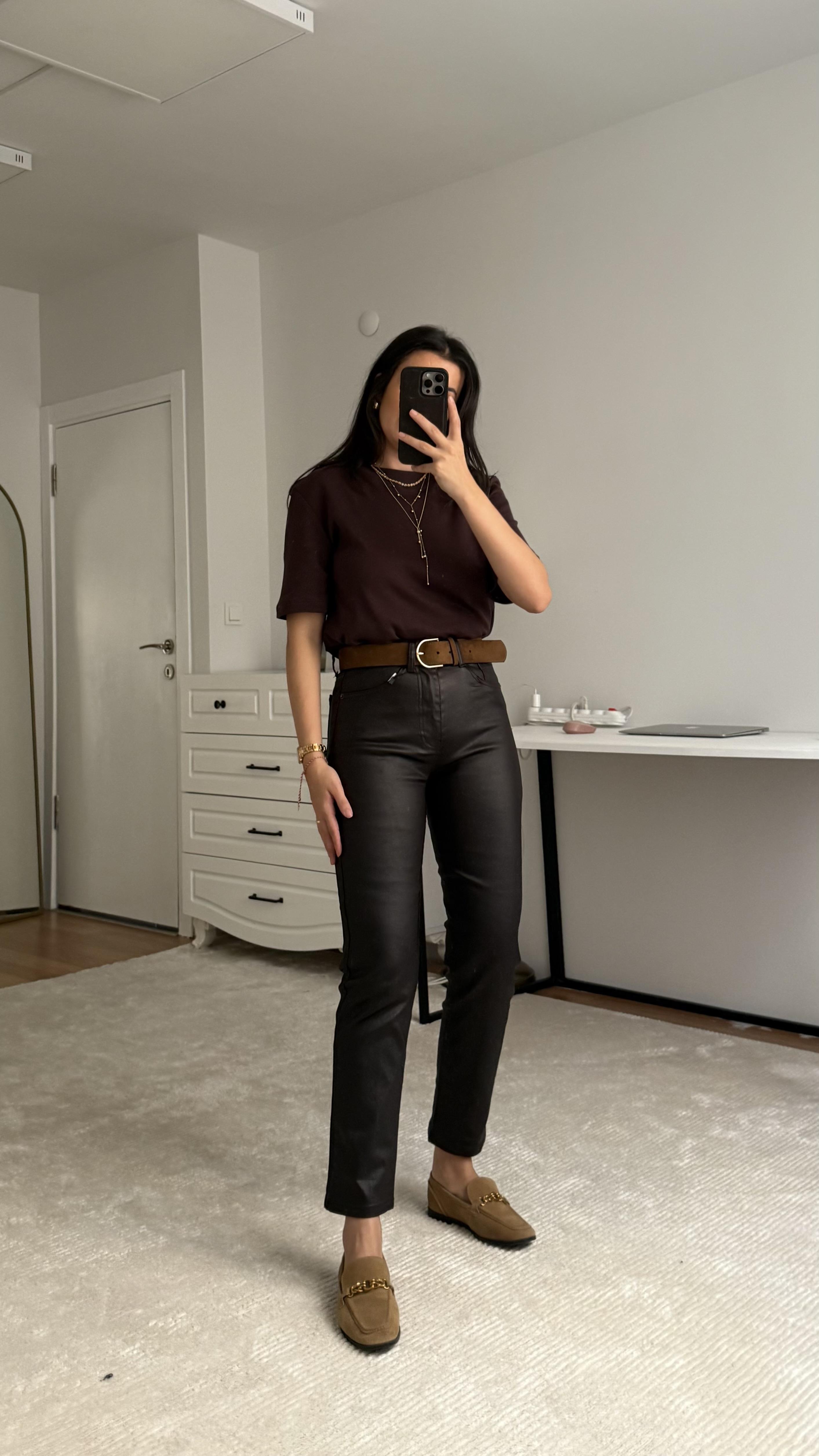 Marka Acı Kahve Mumlu Straight Fit Jean