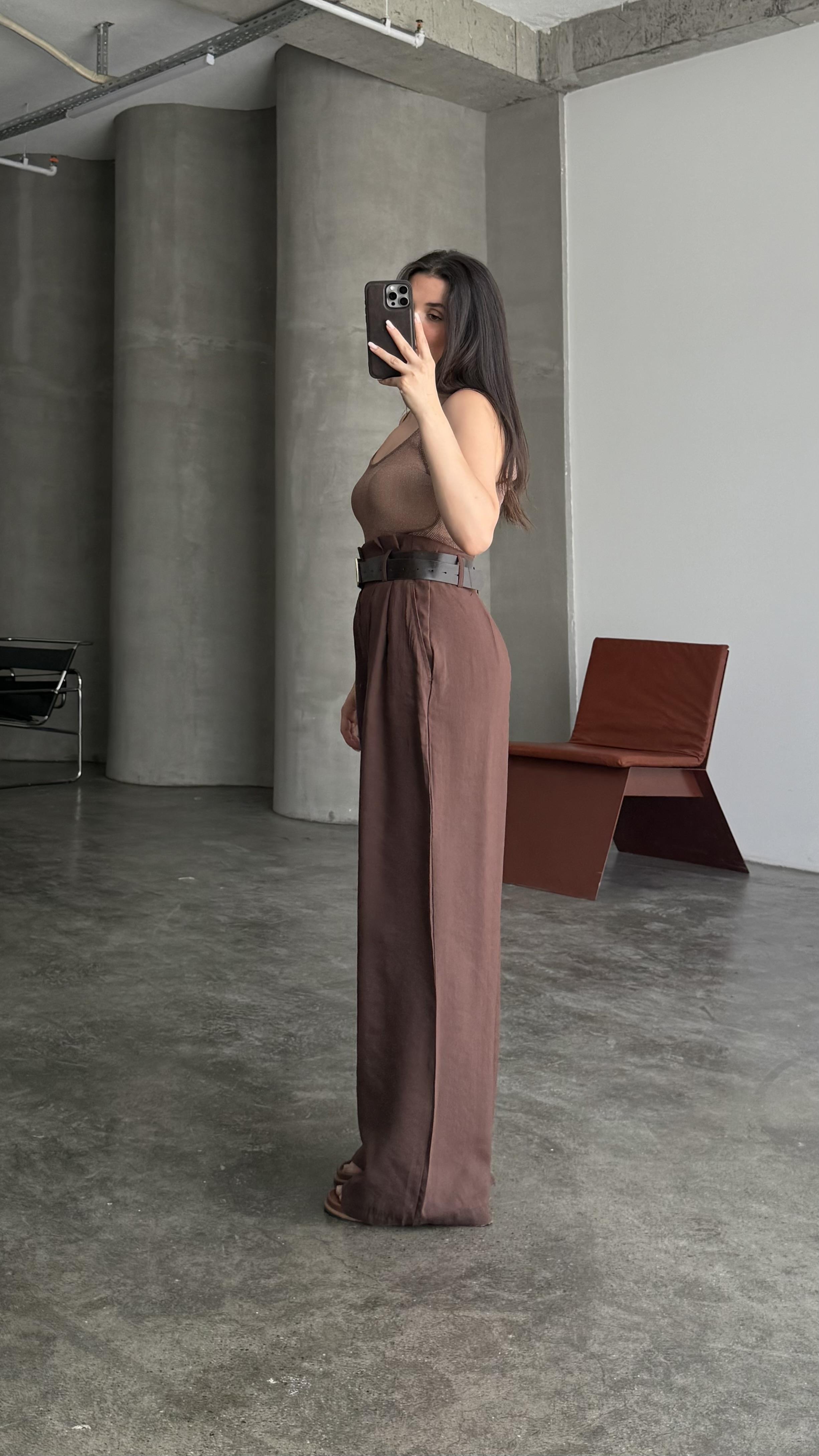 Marka Acı Kahve Yüksek Bel Tensel Pantalon
