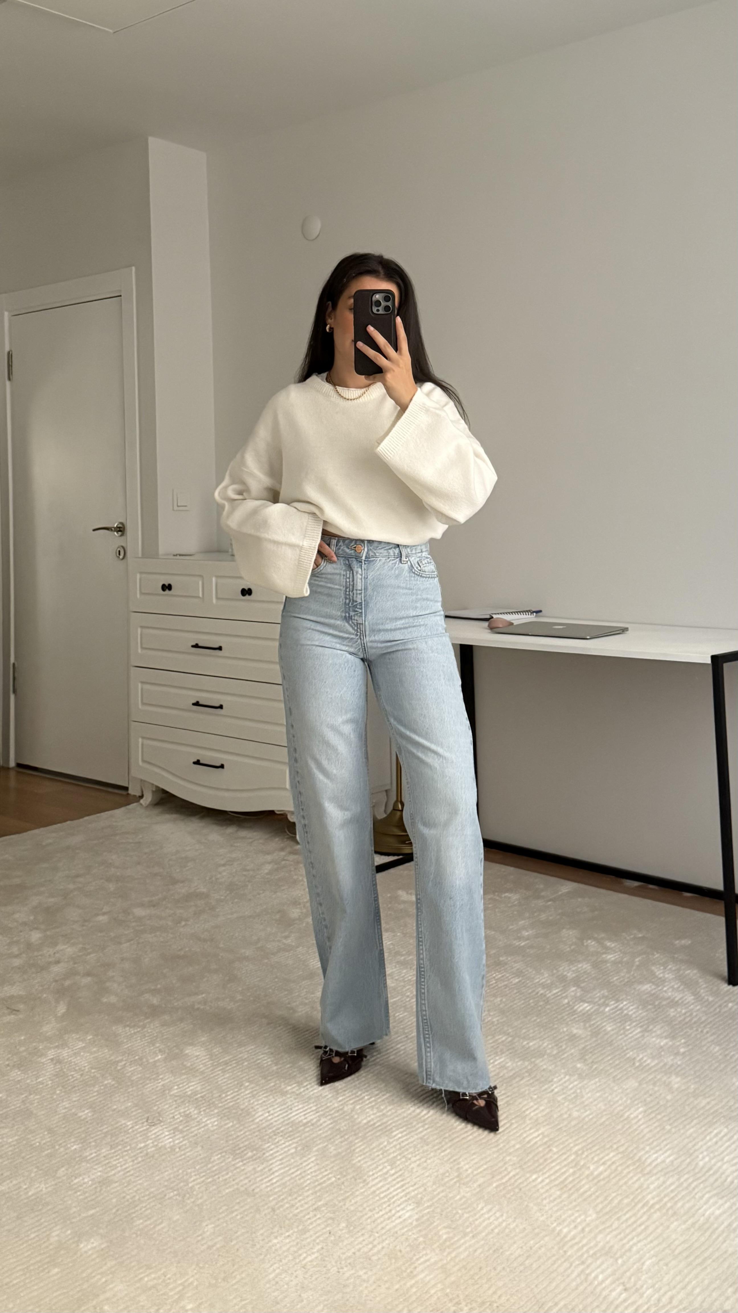 Marka Açık Mavi Yüksek Bel Straight Jean