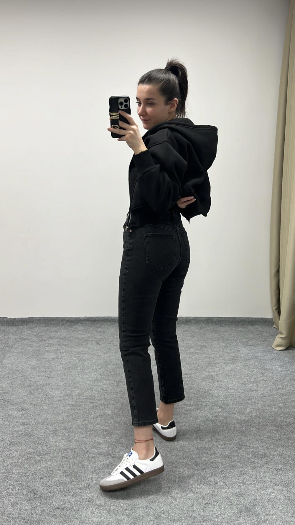 MARKA ANTRASİT CROP MOM FIT