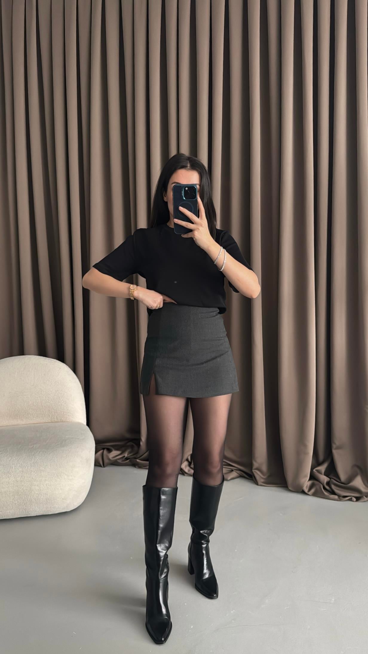 Marka Antrasit Şort Etek