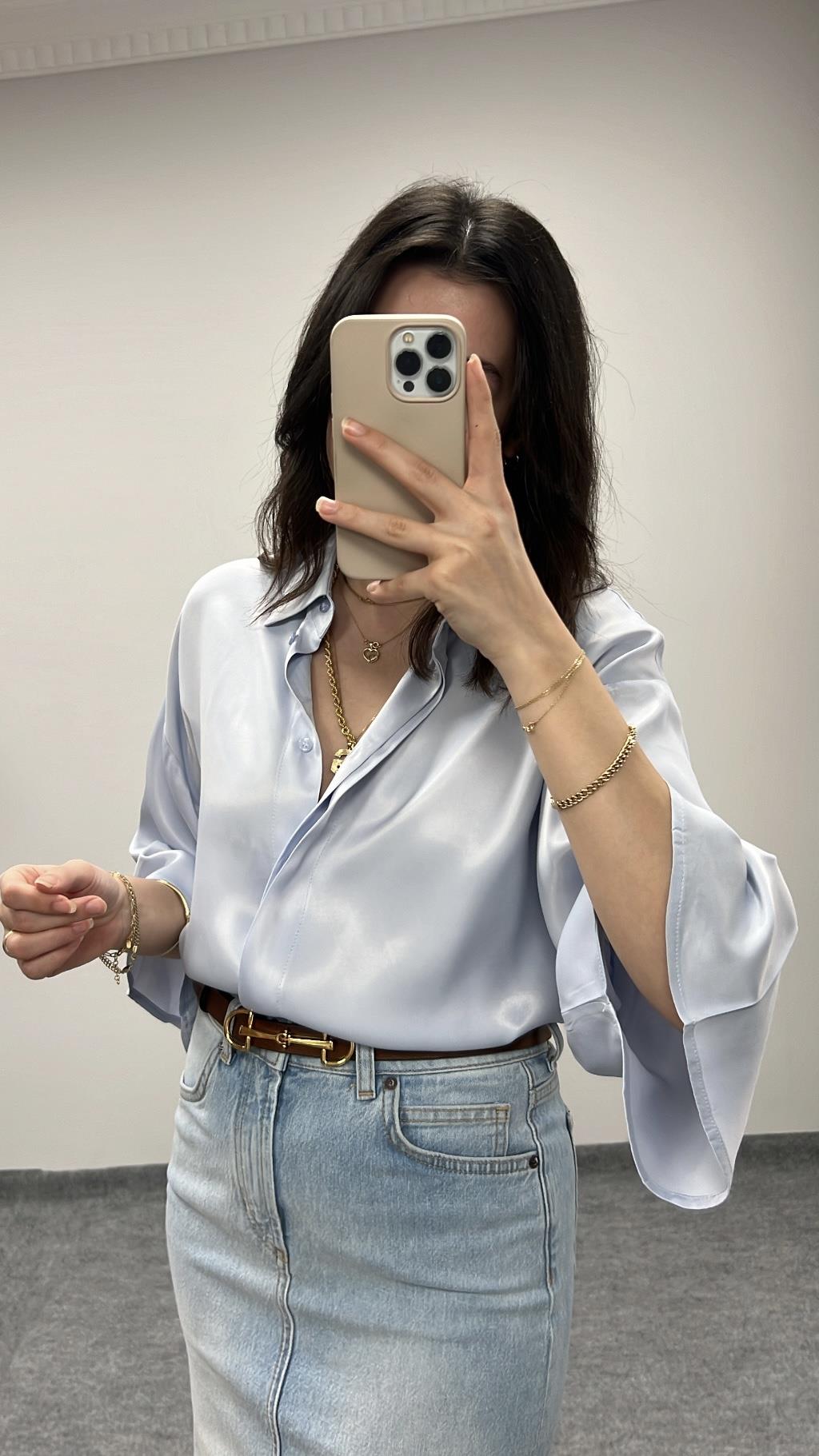 MARKA BEBEK MAVİ SATEN GÖMLEK