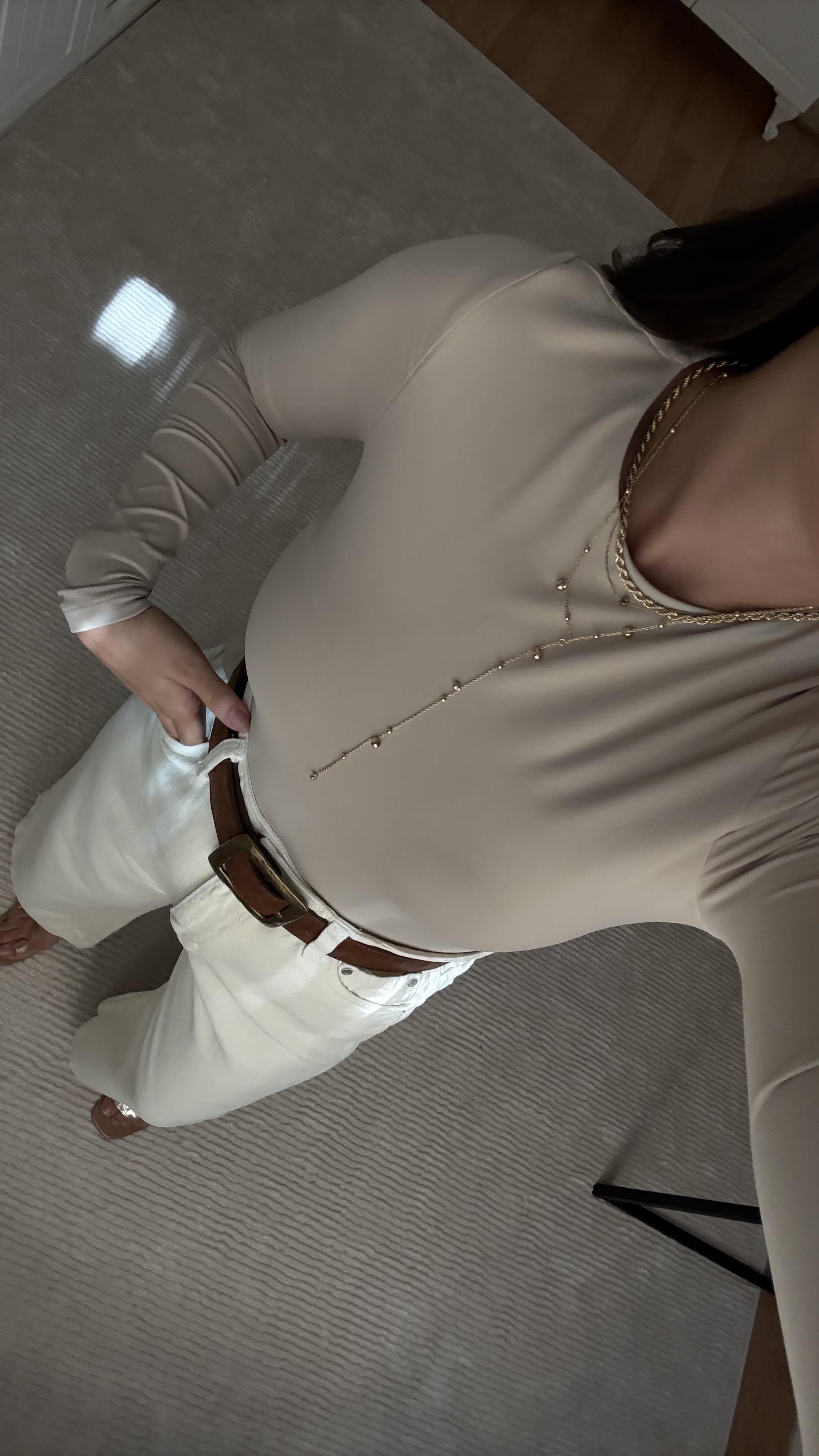 Marka Bej Uzun Kollu Bodysuit
