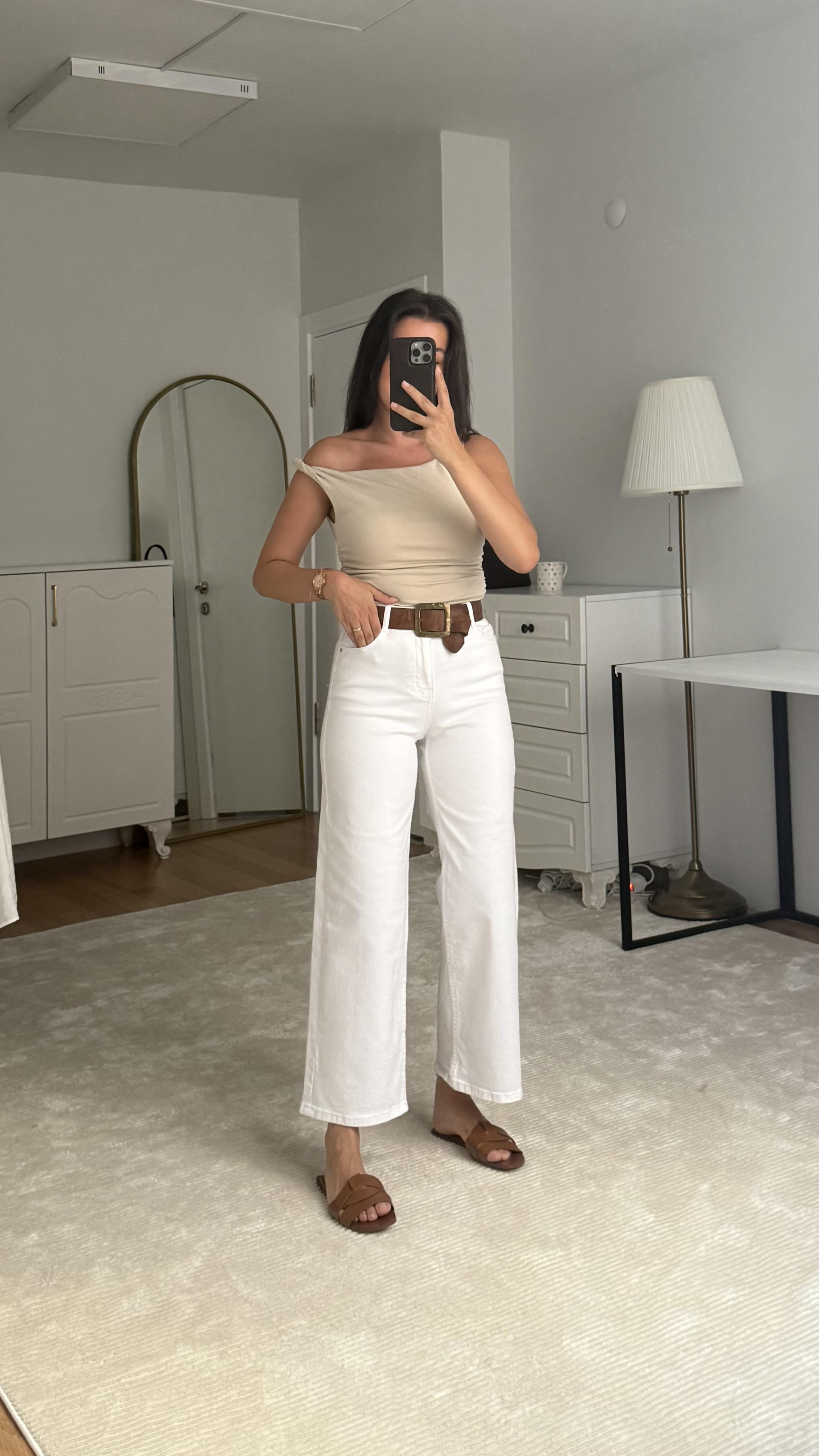 Marka Beyaz Culotte Staright jean
