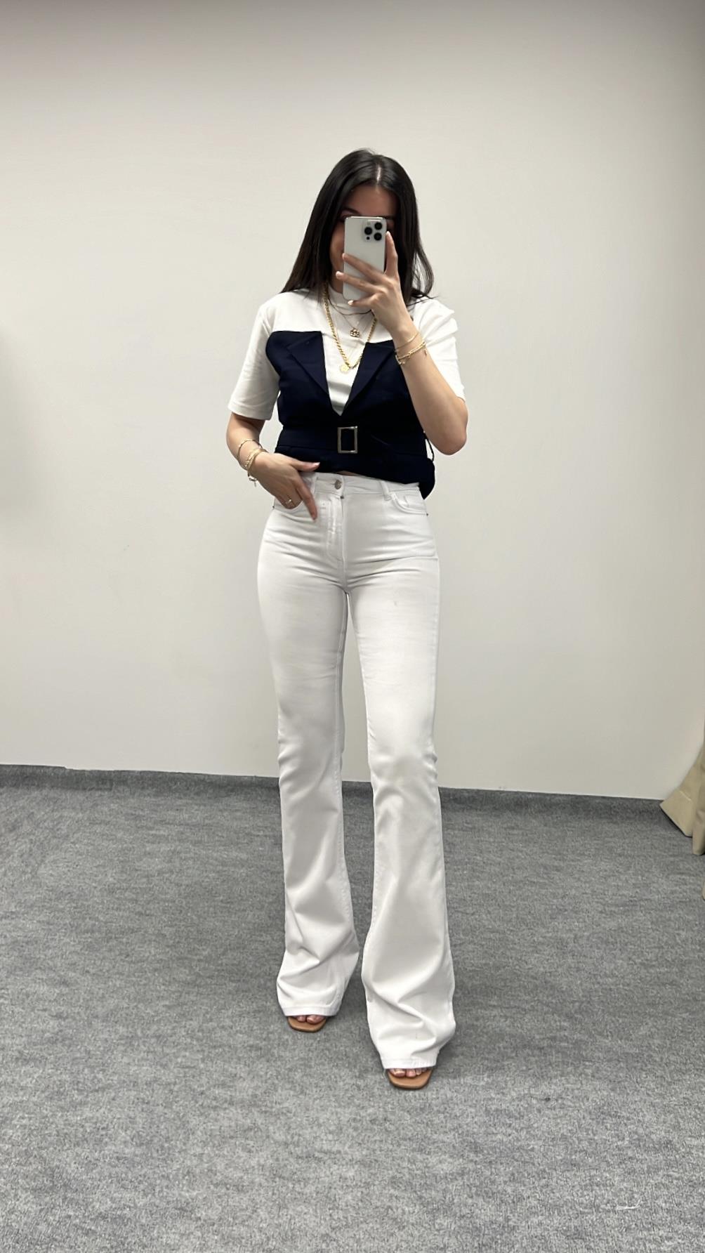 Marka Beyaz Flare Jean