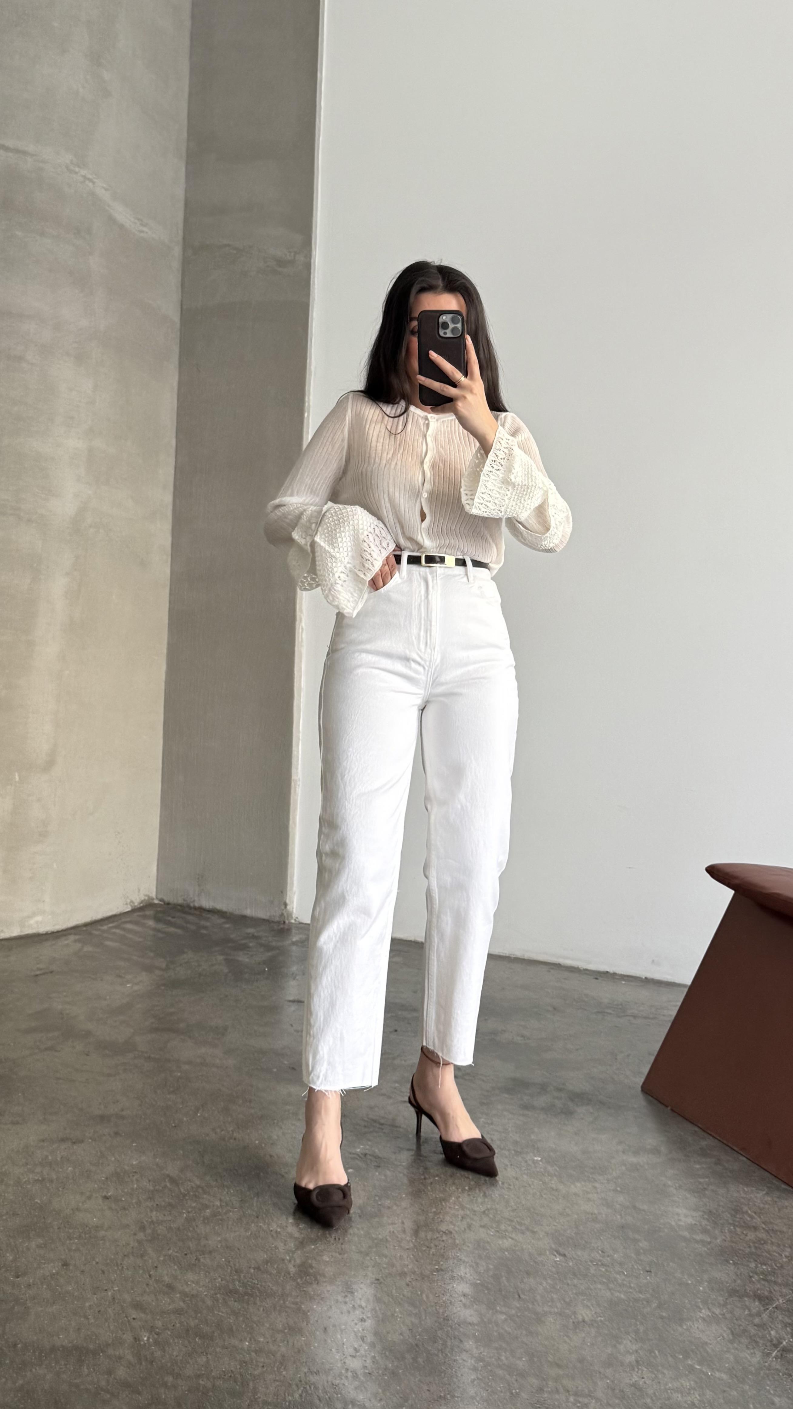 Marka Beyaz Mom Fıt Jean