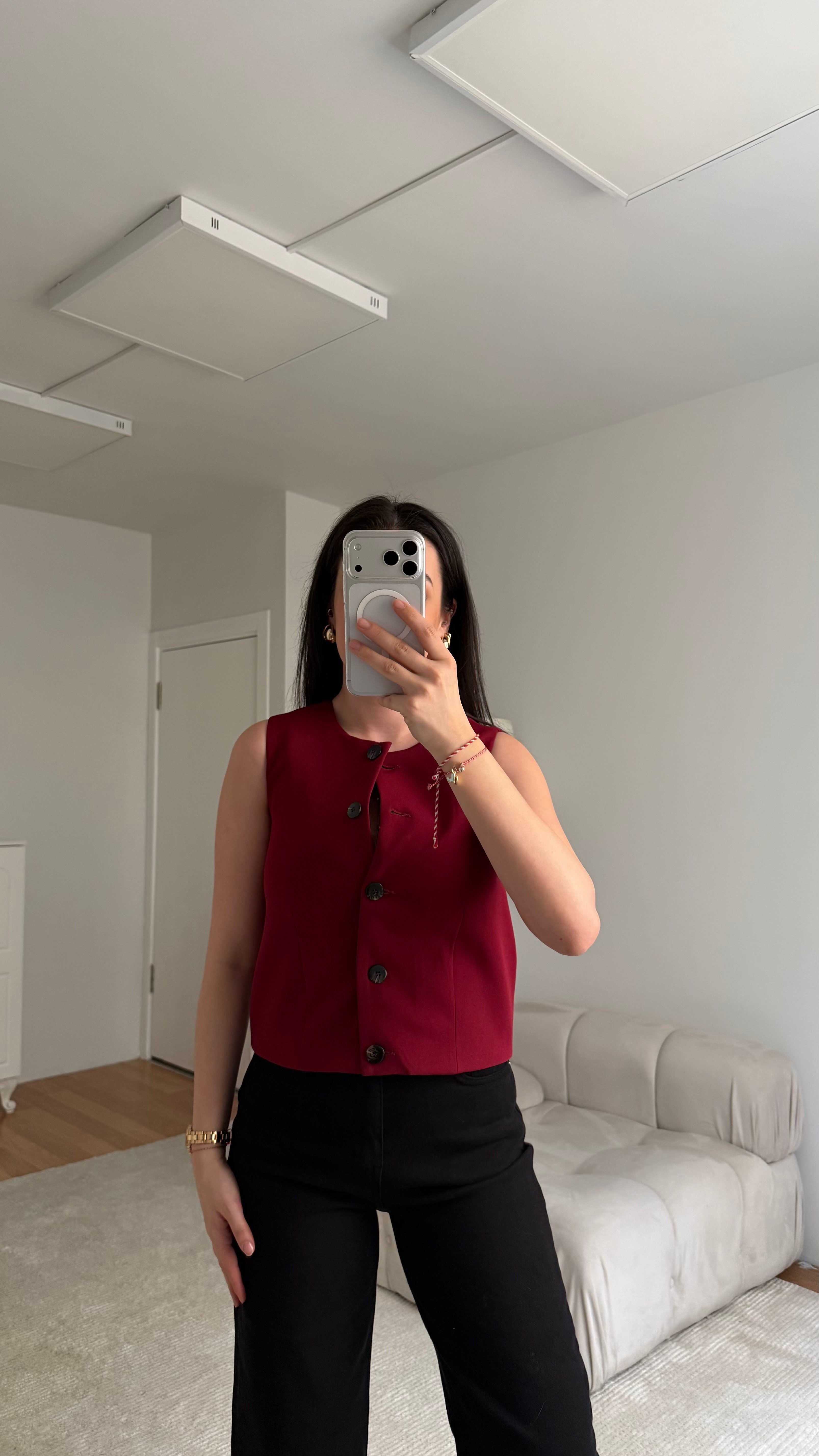 Marka Bordo Premium Keten Yelek