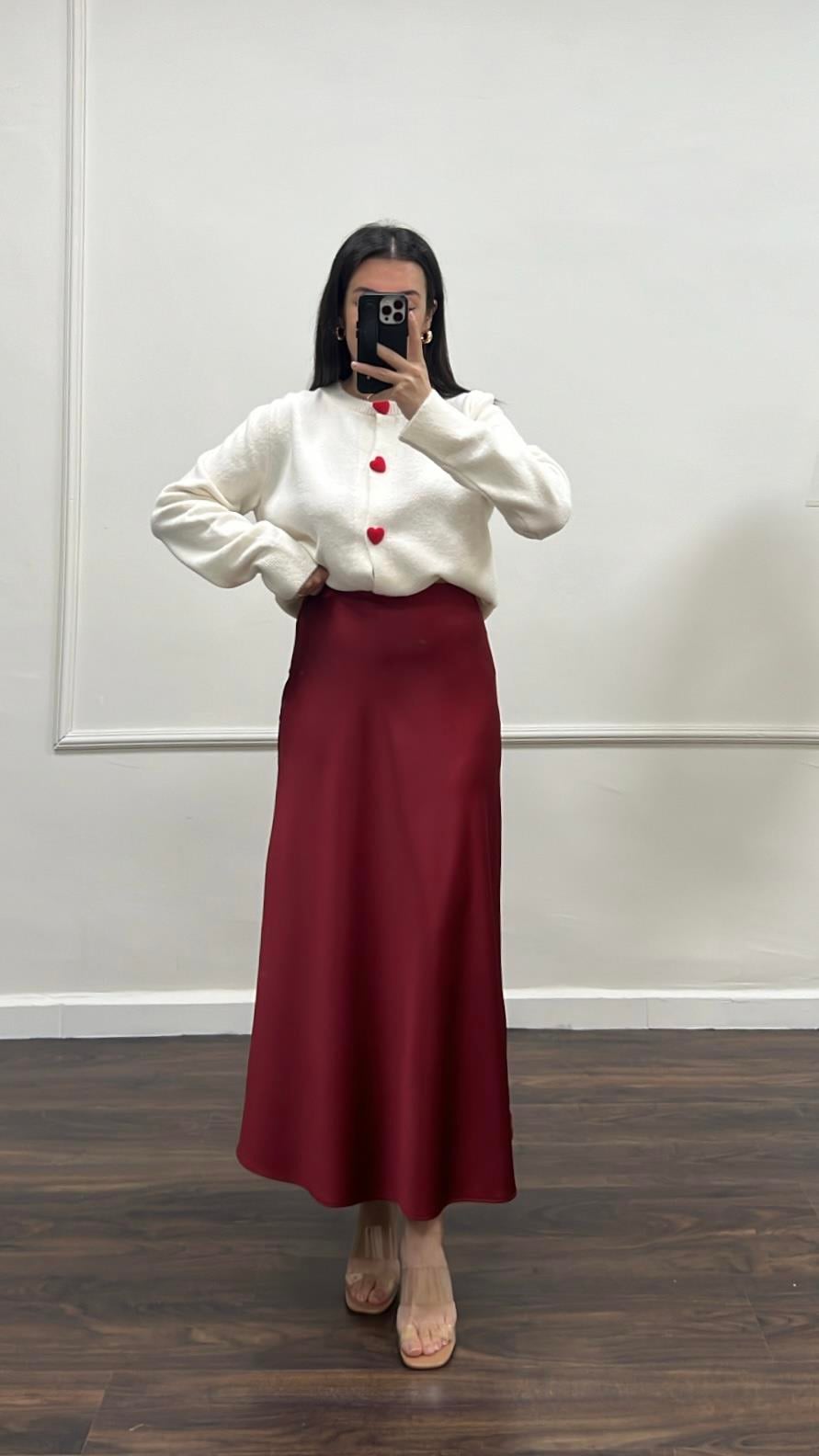 Marka Bordo Saten Etek