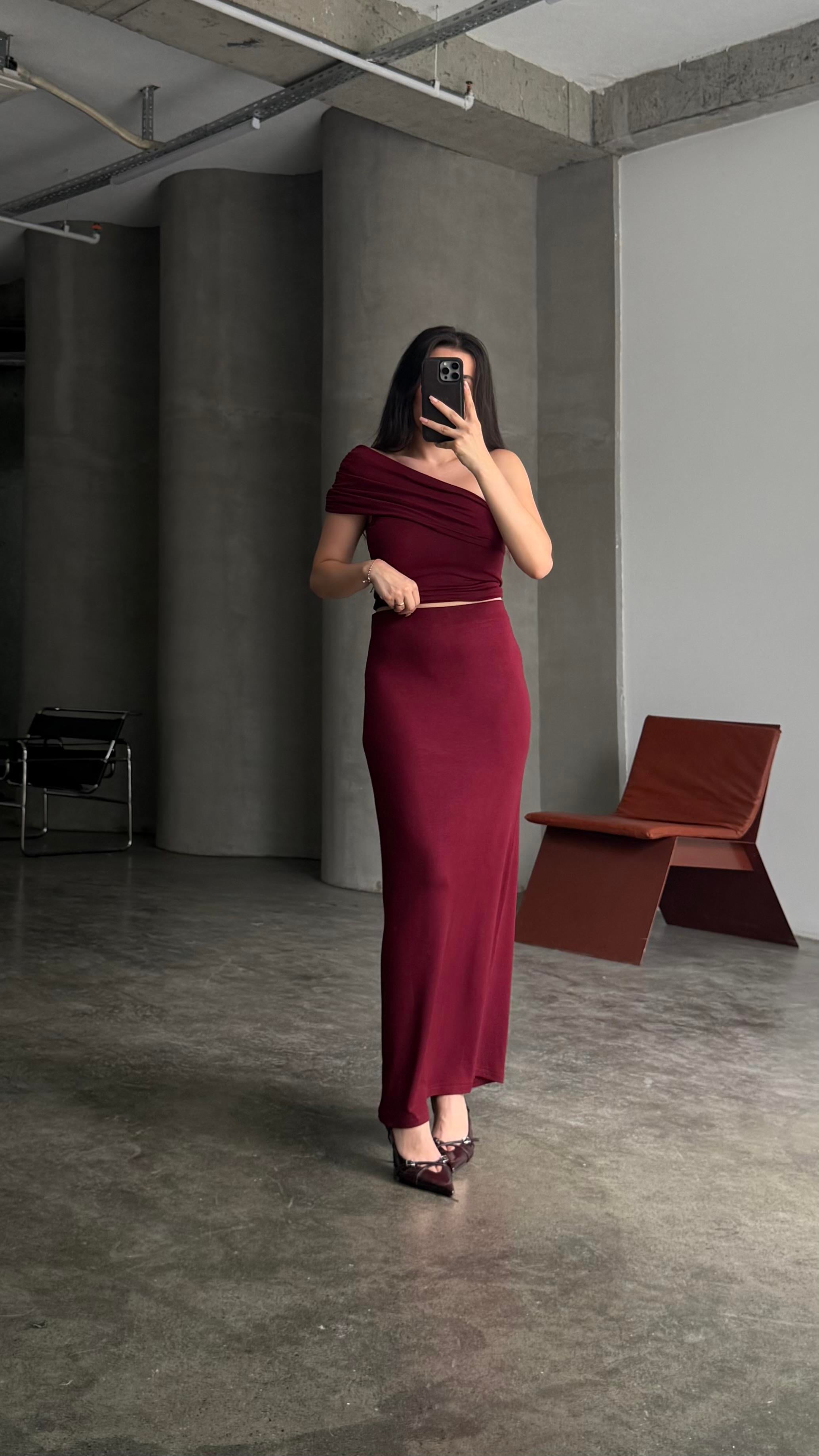 Marka Bordo Soft Touch Midi Boy Etek