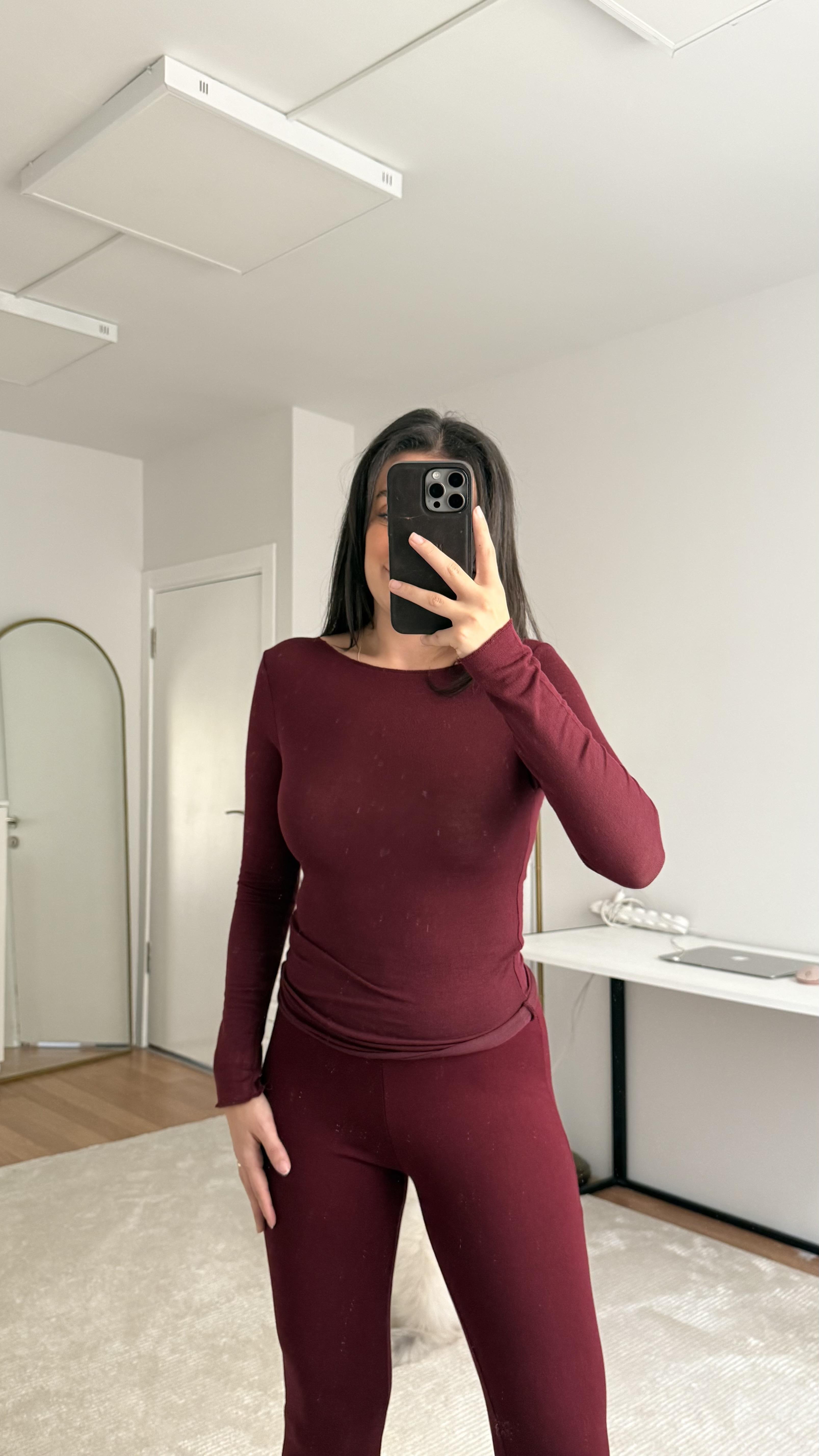 Marka Bordo Transparan Bluz