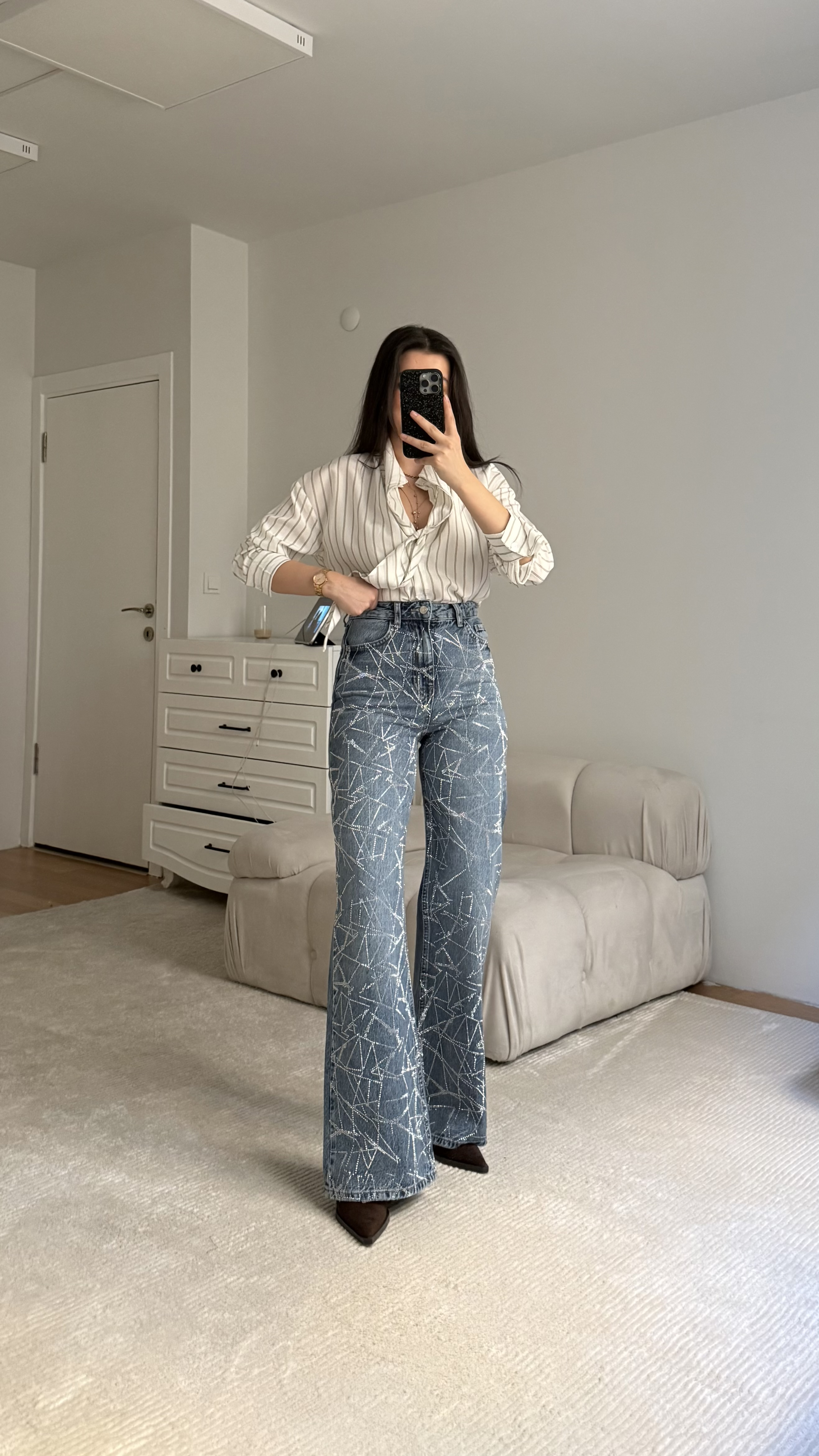 Marka Donuk Mavi Taşlı Wide Leg Jean