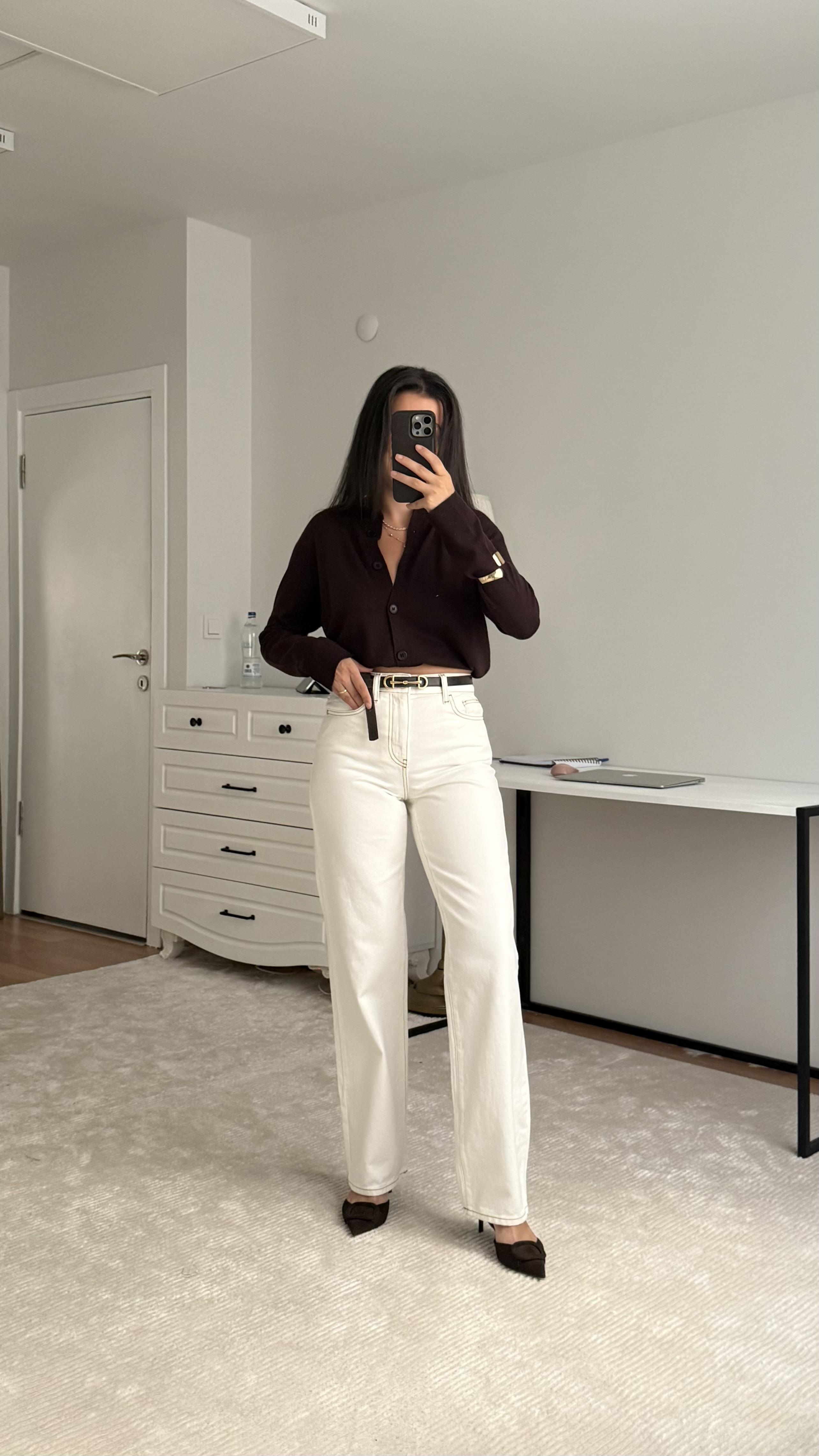 Marka Ekru Camel Dikişli Straight Jean