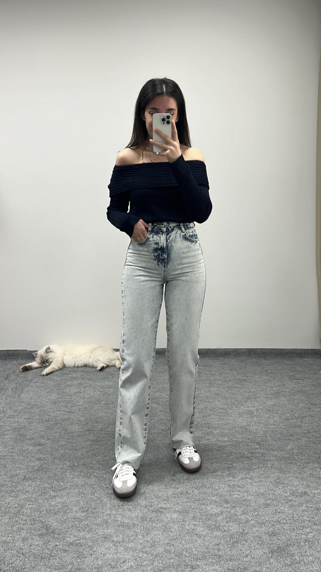 MARKA F YIKAMALI LAZER KESİM STRAIGHT FIT JEAN