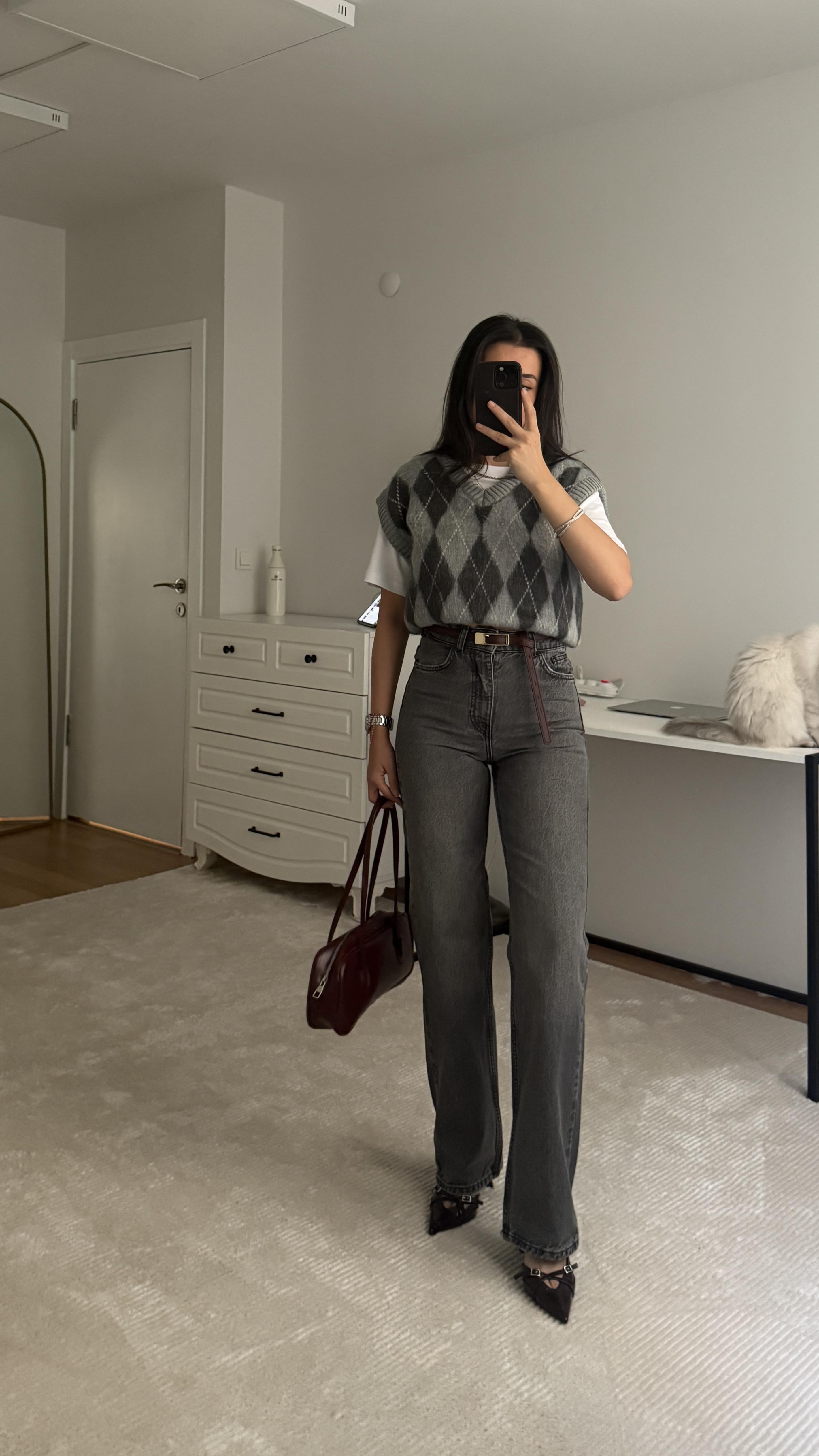Marka Füme Yüksek Bel Straight Jean