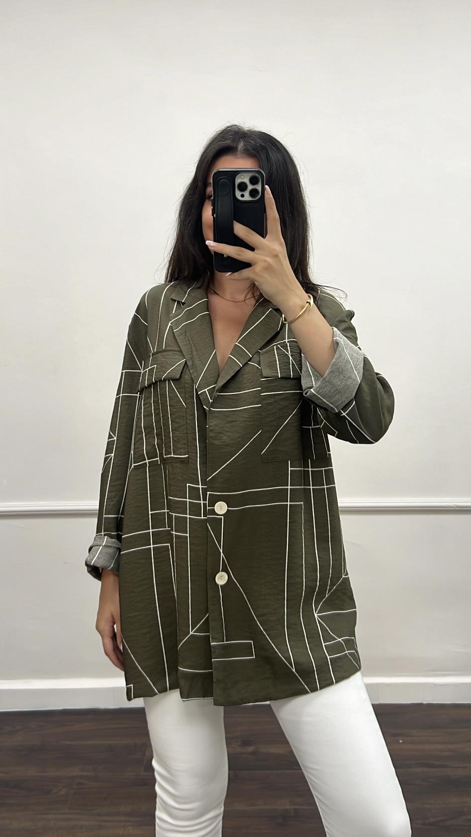 Marka Geometrik Desenli Blazer