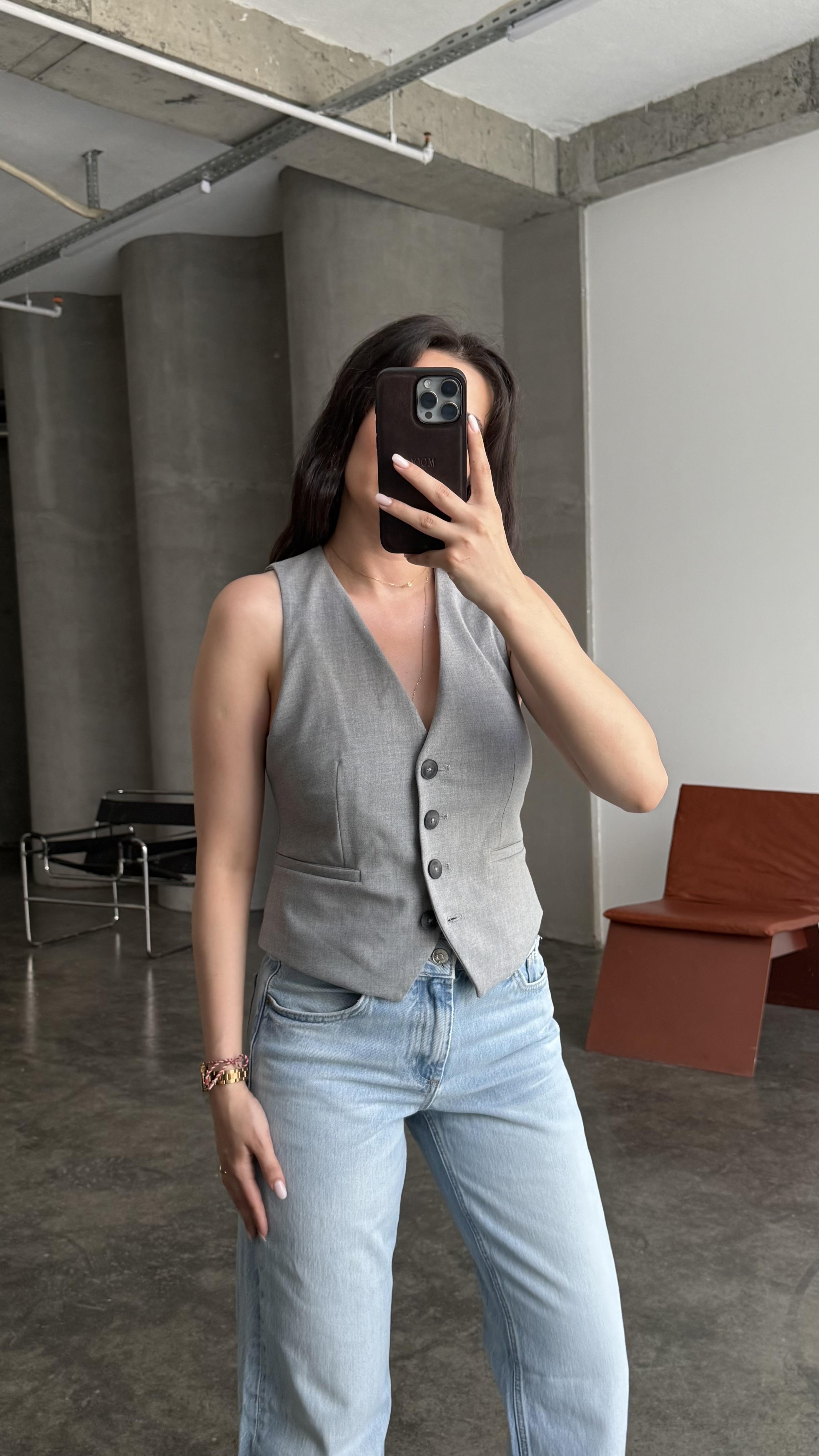 Marka Gri Klasik Model Yelek