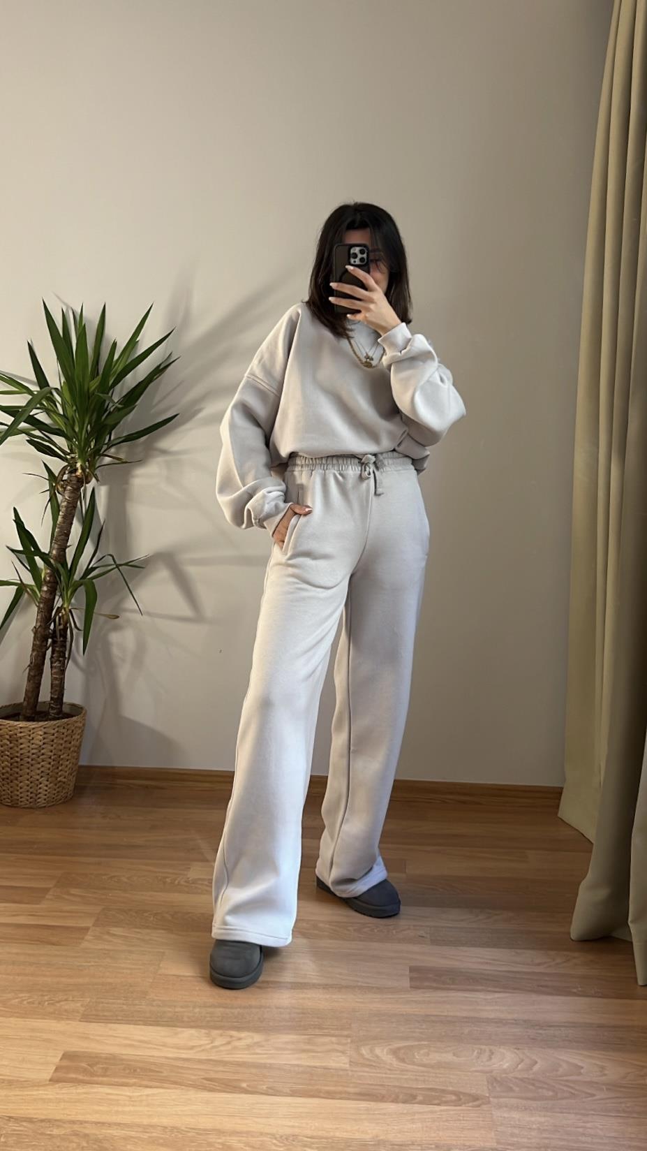 MARKA GRİ SWEATSHIRT PALAZZO TAKIM