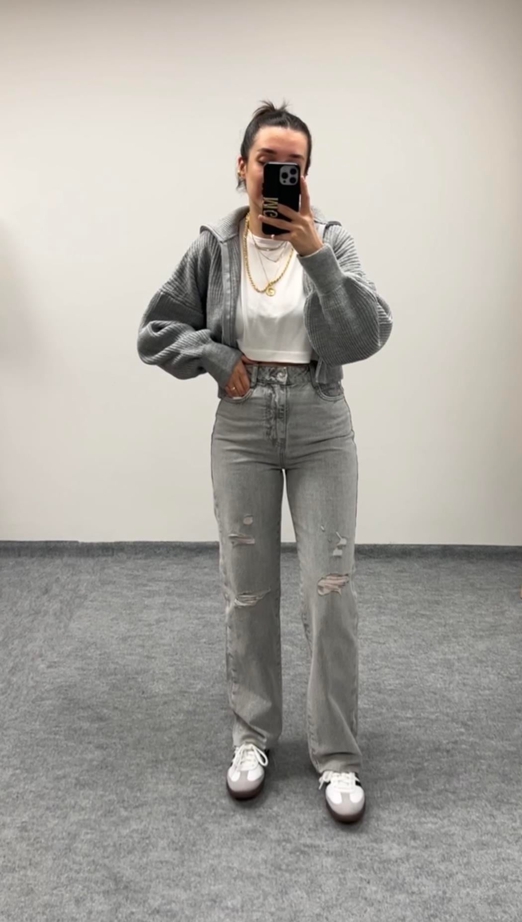 MARKA GRİ YIRTIK STRAIGHT FIT JEAN 