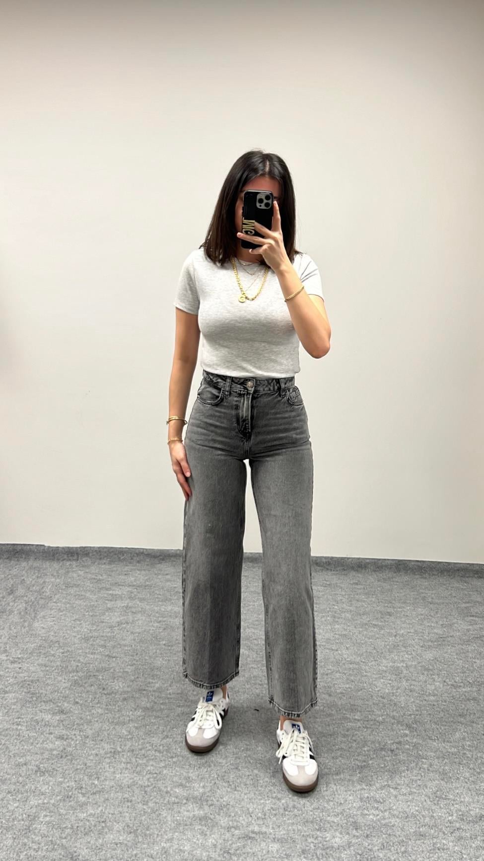 MARKA GRİ YÜKSEK BEL STRAIGHT JEAN