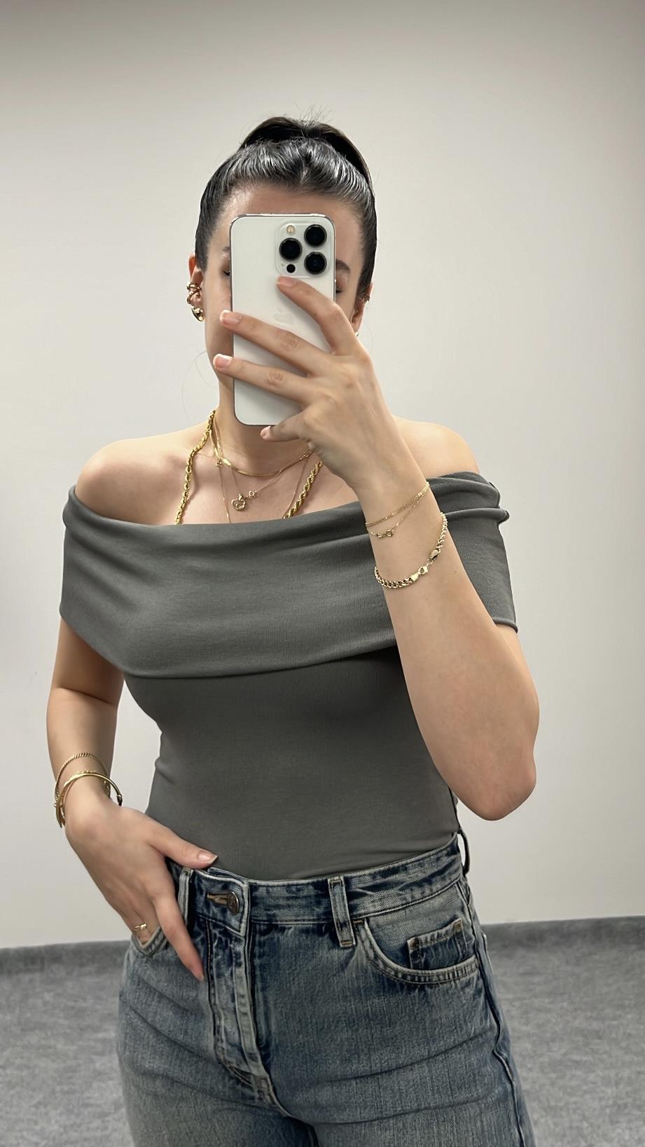 MARKA HAKİ KAYIK YAKA BLUZ