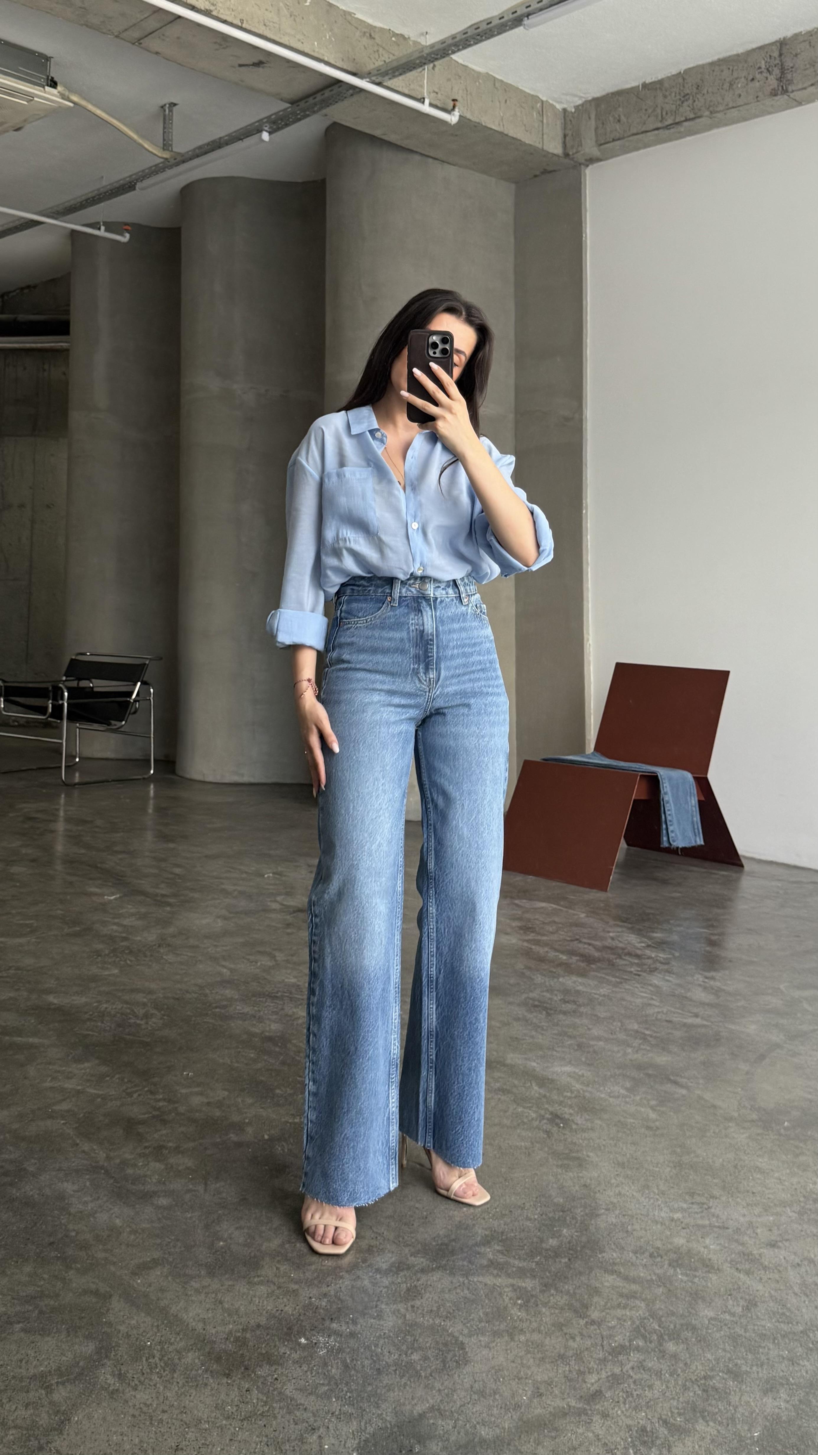 Marka Jo Koyu Mavi Wide Leg Jean