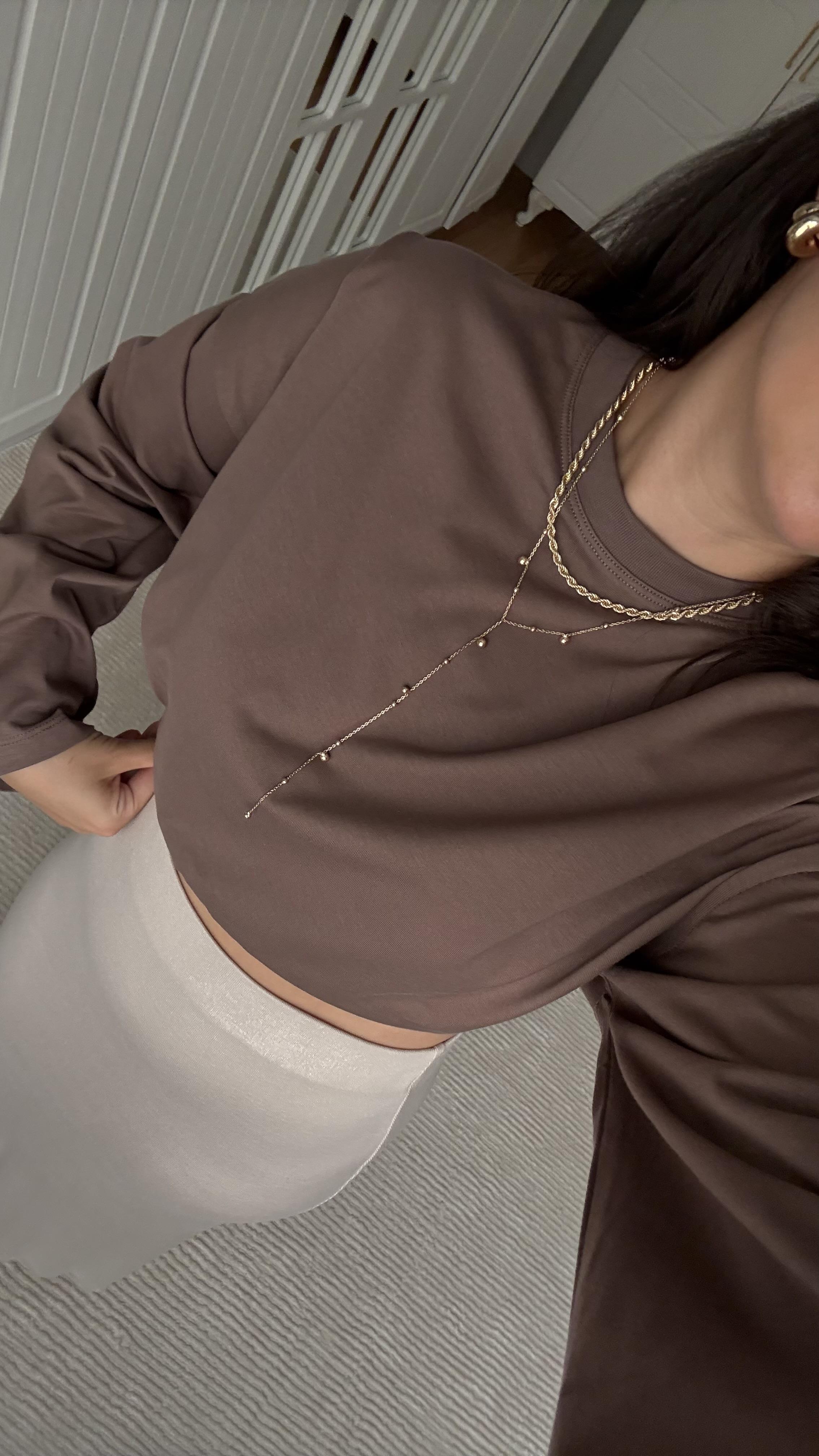 Marka Kahve Basıc Sweatshirt