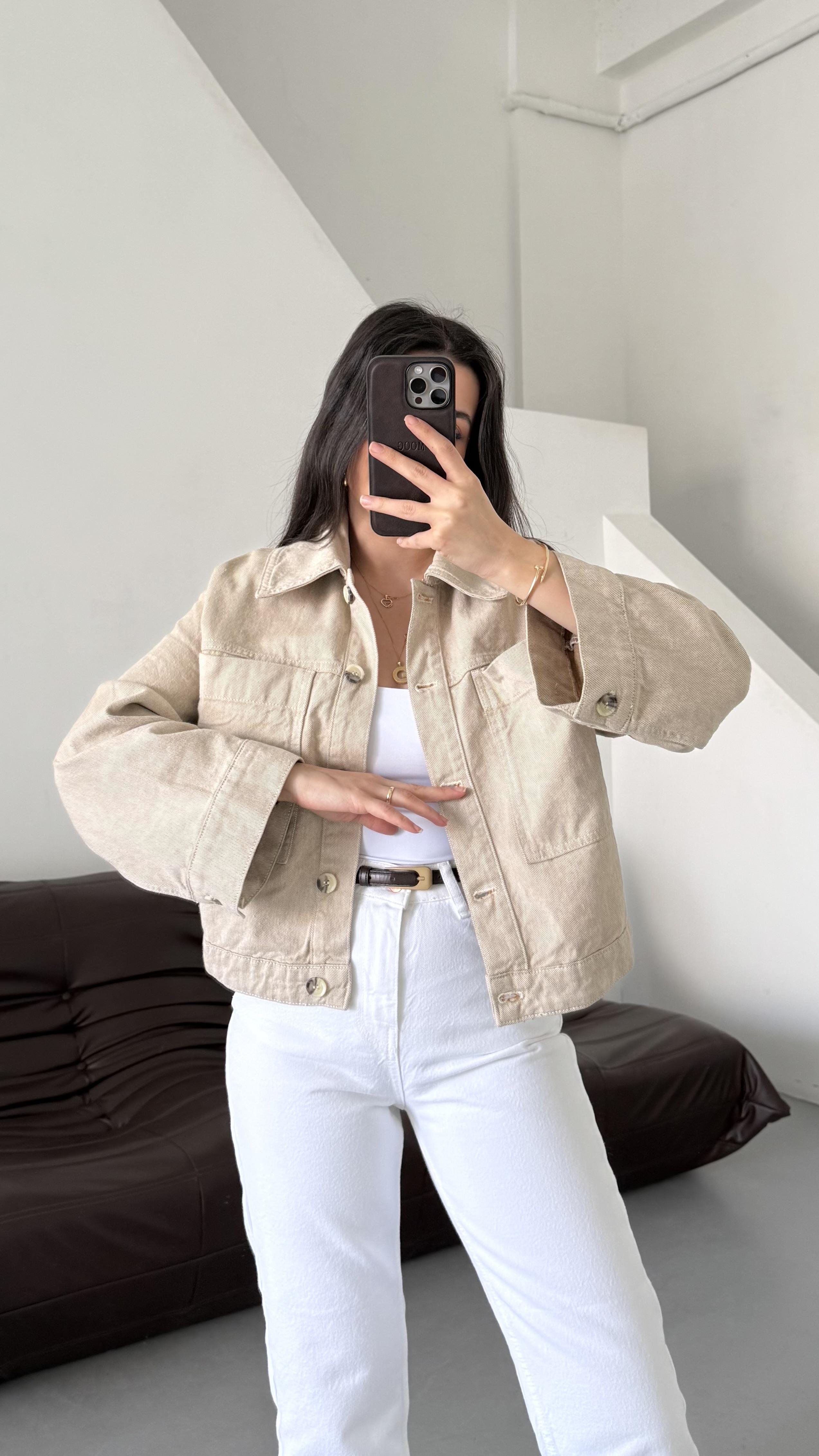 Marka Keten Görünümlü Denim Ceket