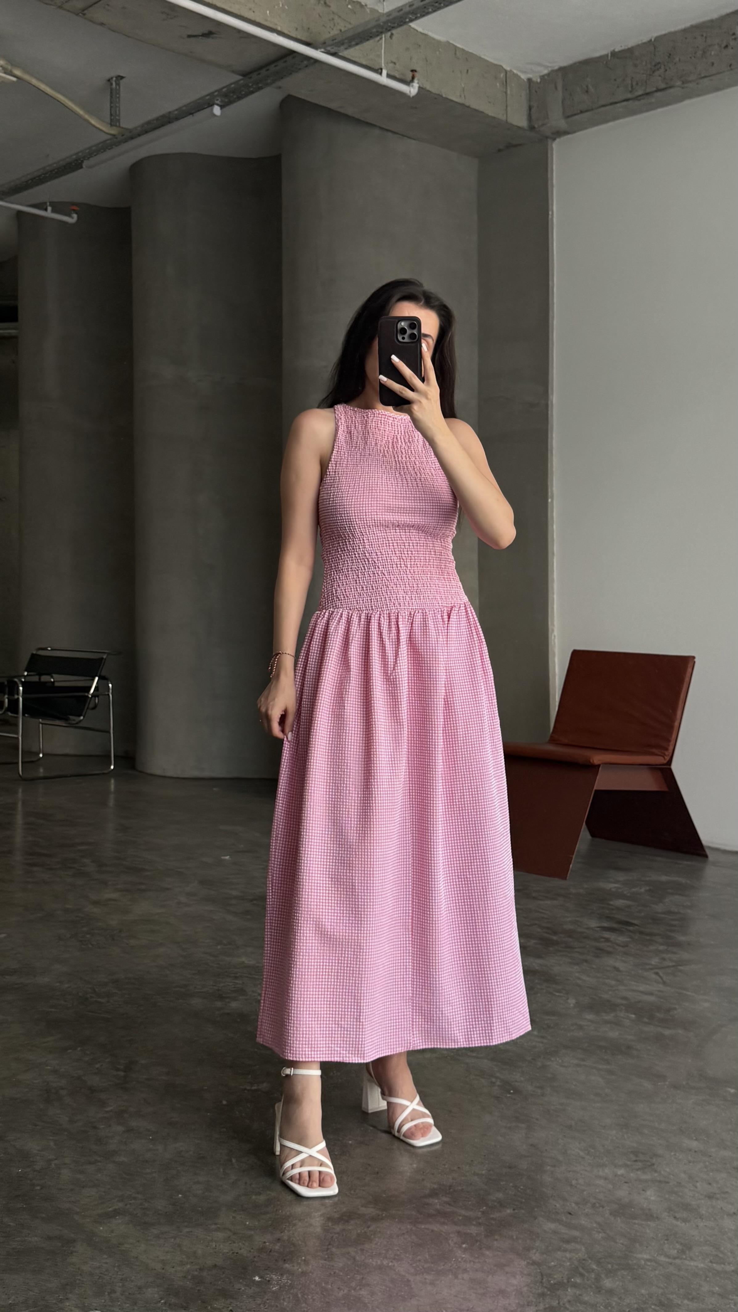 MARKA Kırmızı Ekose Midi Elbise