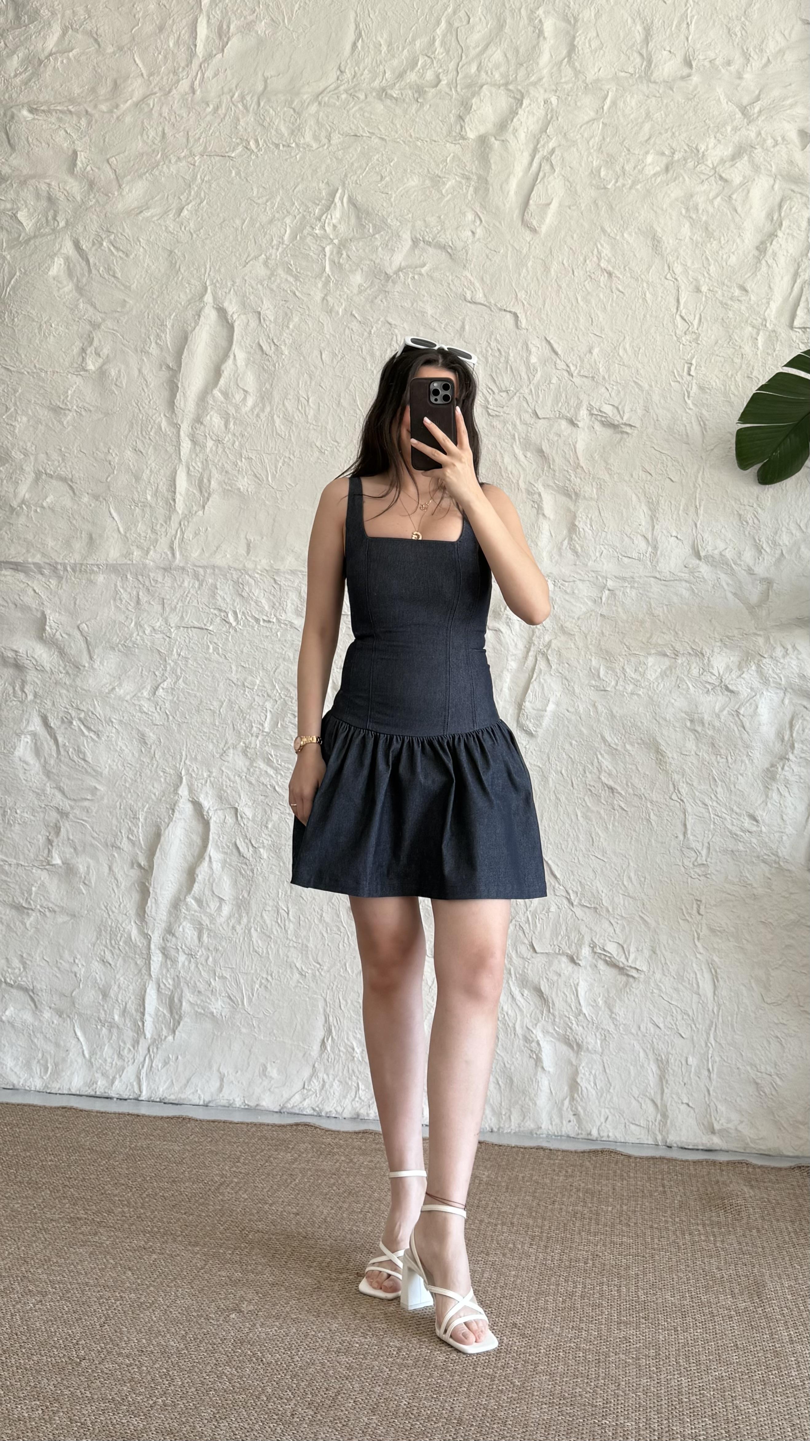 Marka Koyu Laci Denim Elbise