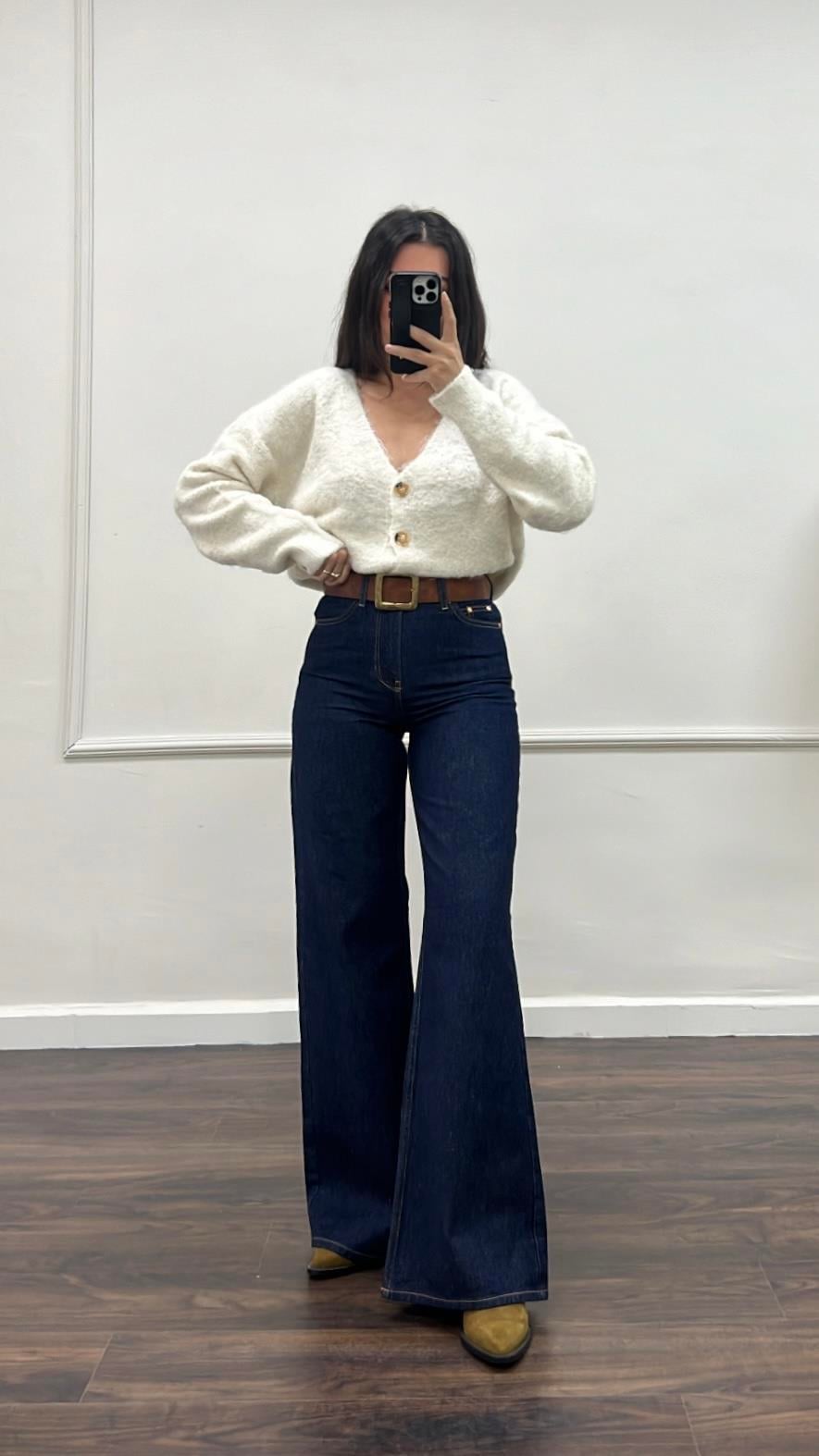 Marka Koyu Lacivert Wide Leg Jean
