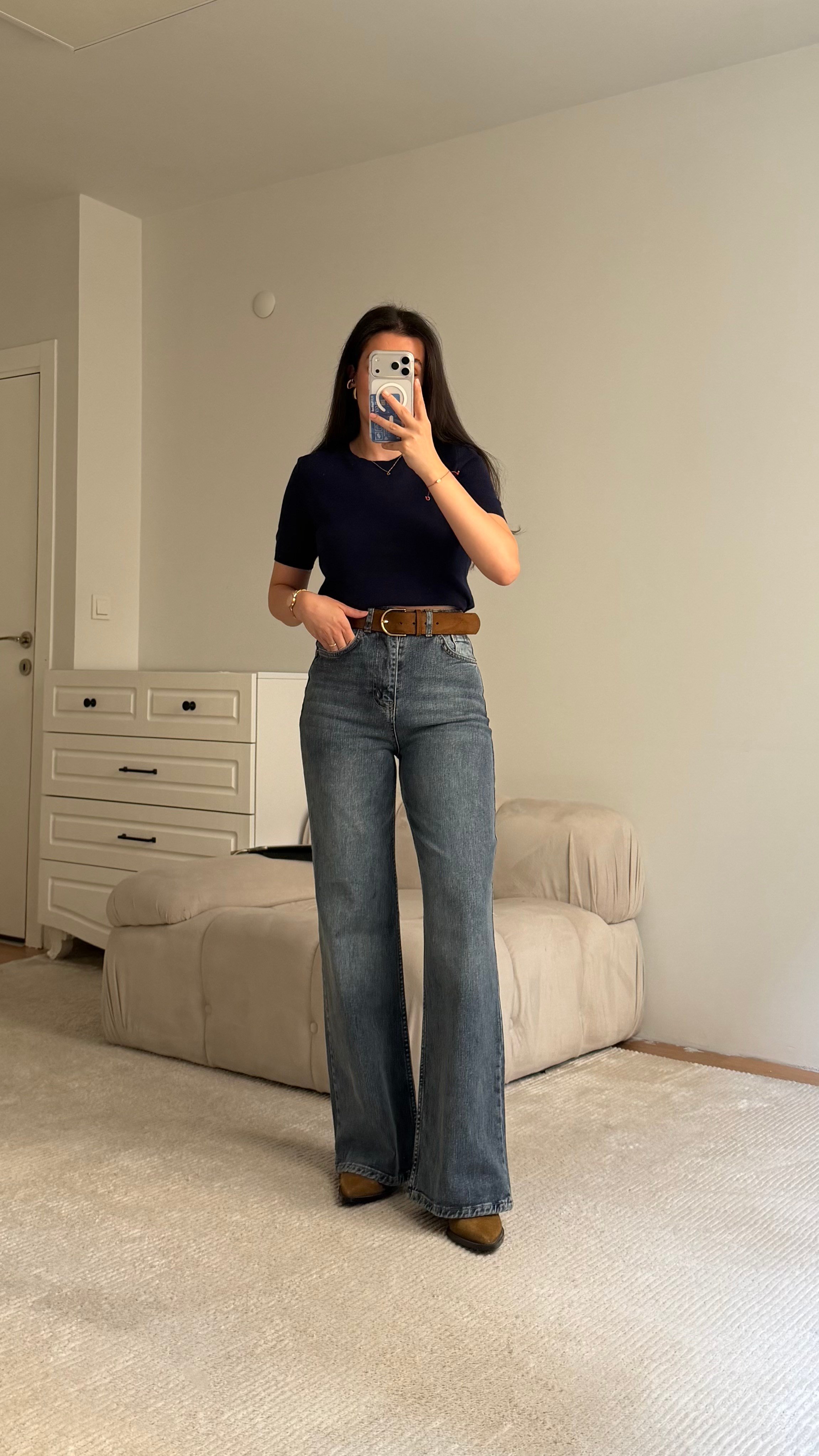 Marka Koyu Mavi Comfort Wide Leg Jean