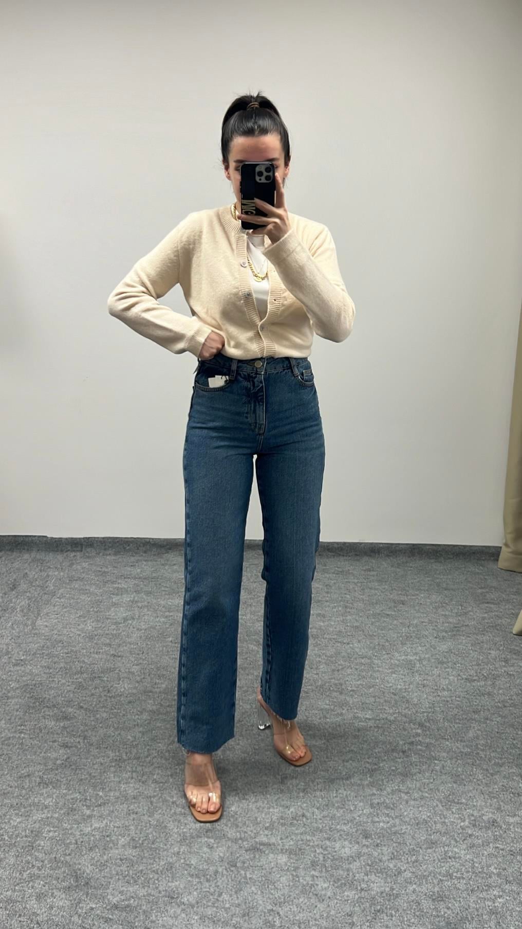 MARKA KOYU MAVİ LAZER KESİM STRAIGHT P JEAN