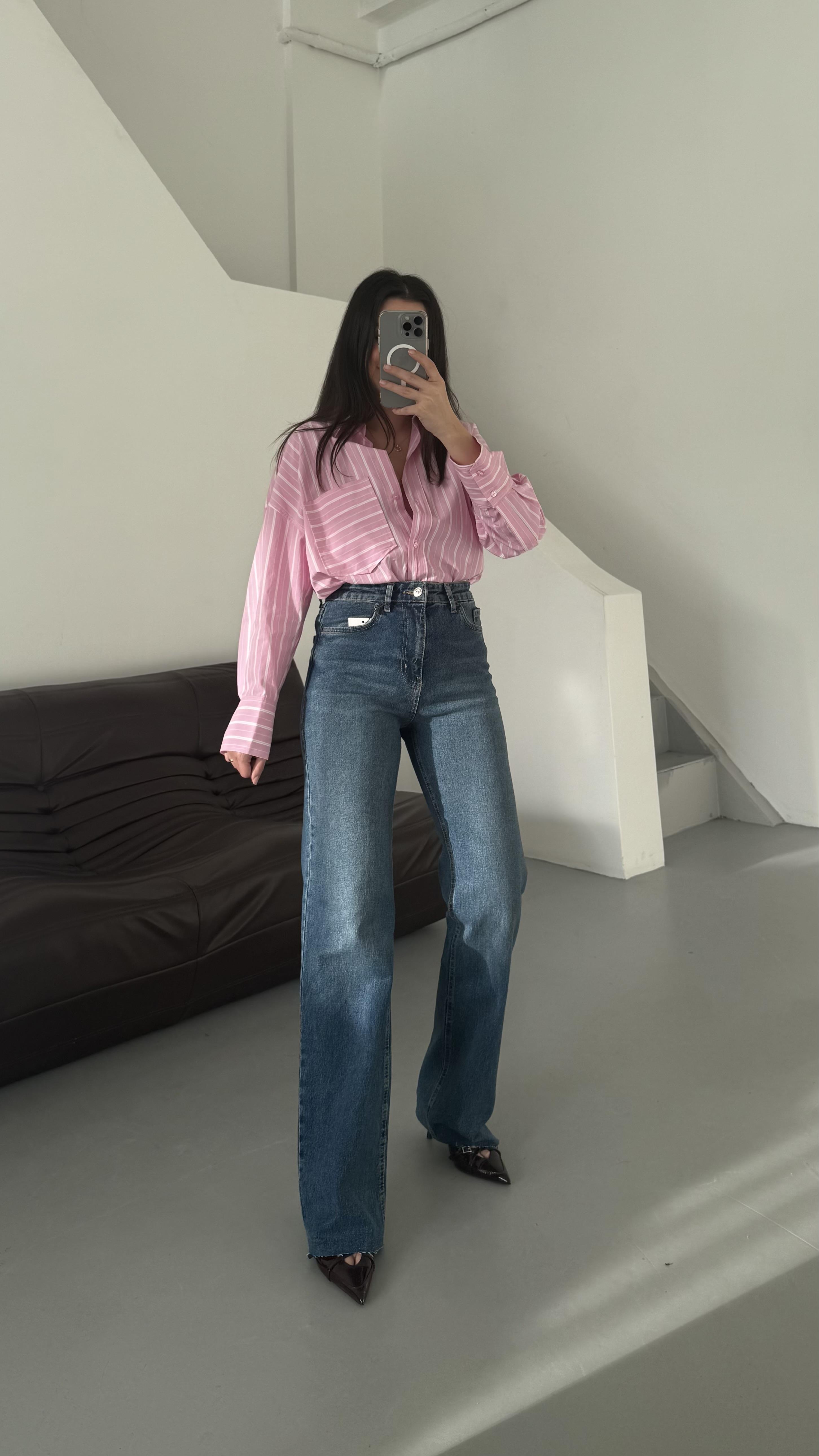 Marka Koyu Mavi Wide Leg Jean