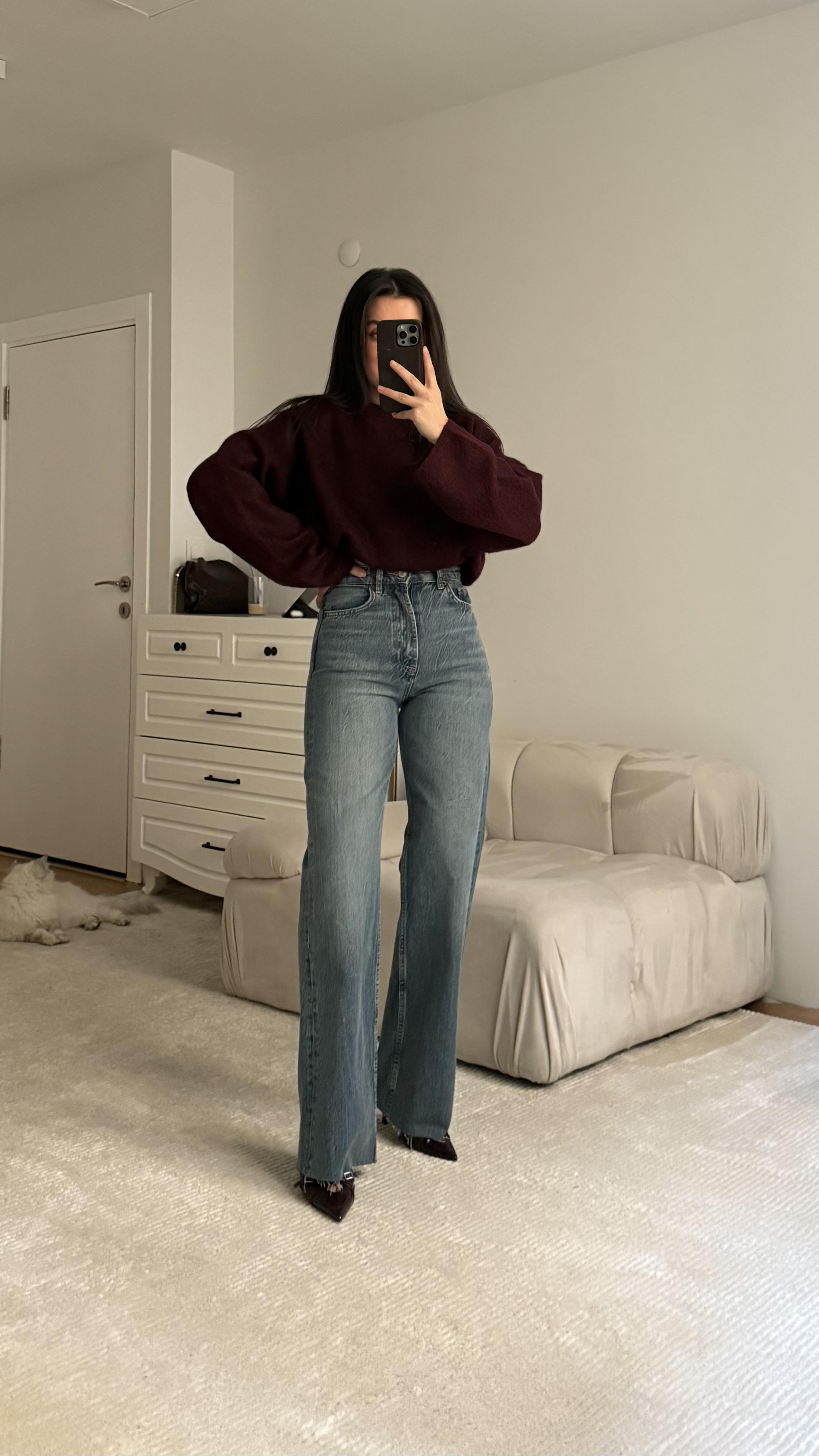Marka Koyu Mavi Wide Leg Jean