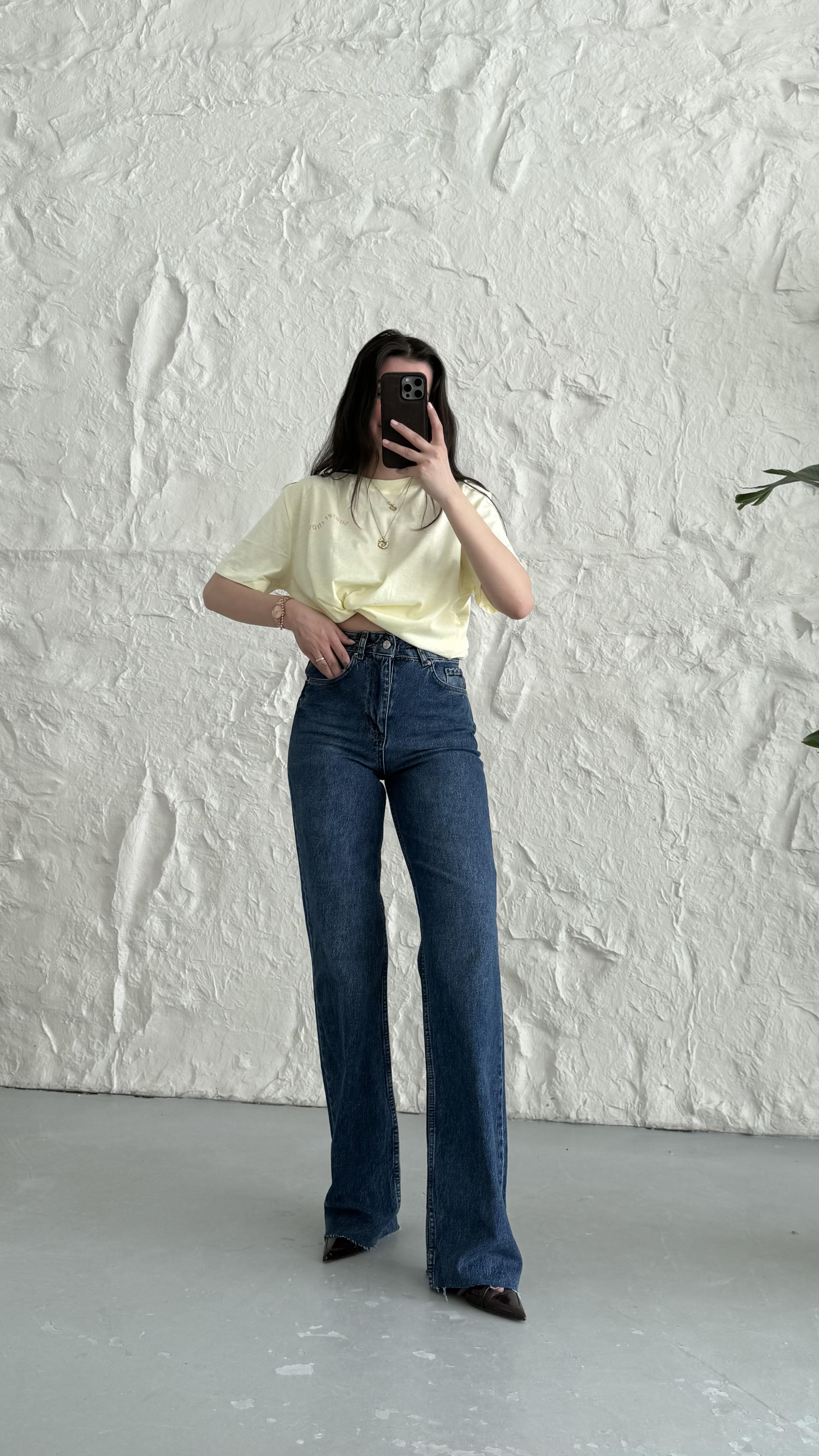 Marka Koyu Mavi Wide Leg Jean