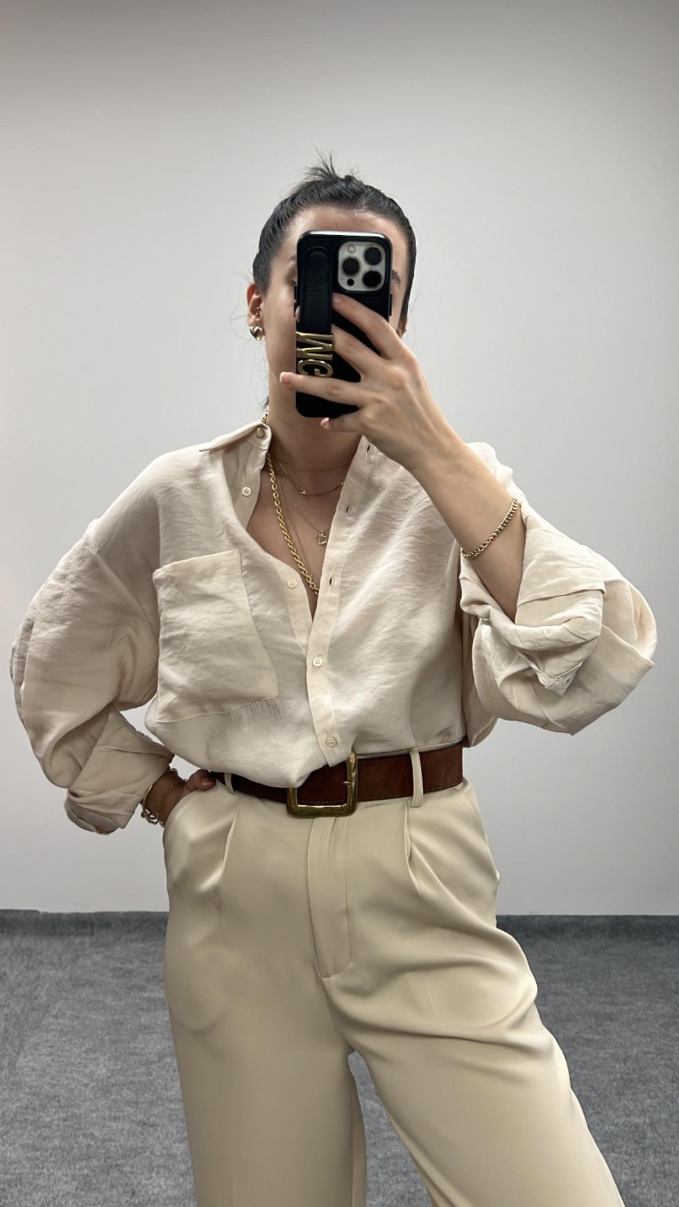 MARKA KUM BEJİ TENSEL GÖMLEK