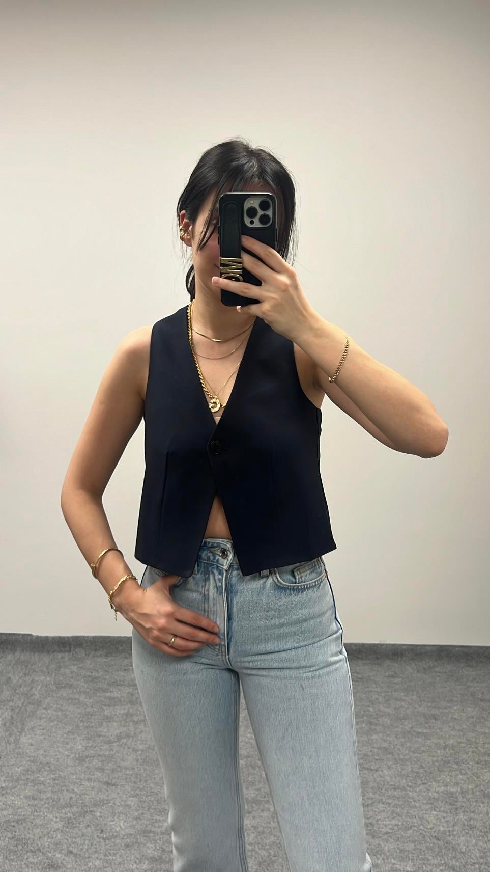 MARKA LACİ ASİMETRİK TASARIM YELEK 